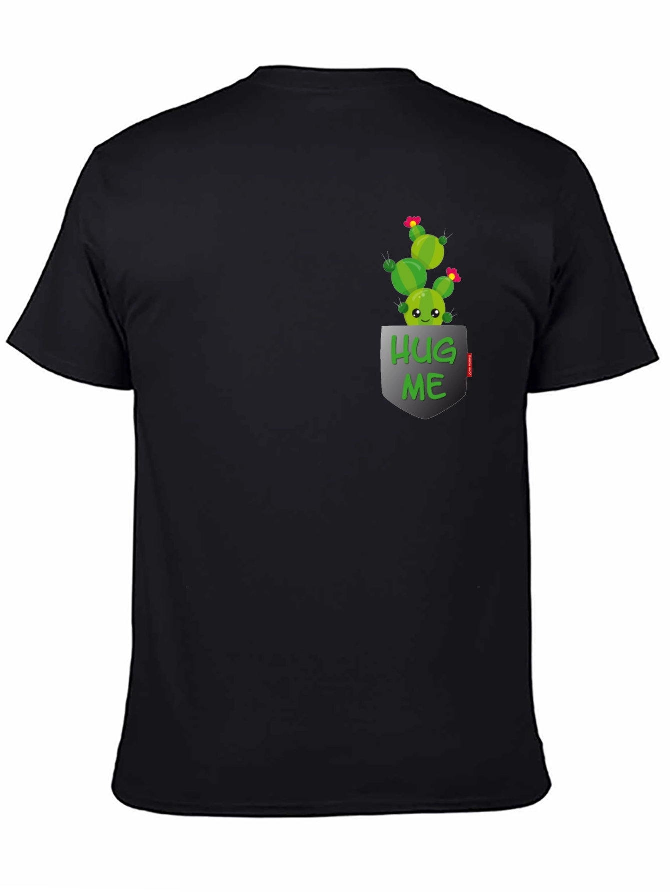 Cute Cactus Hug Me Pocket T-Shirt