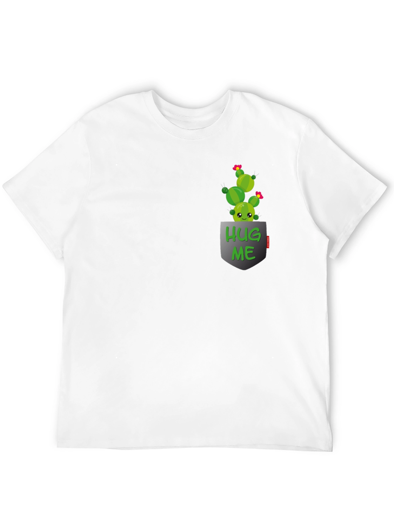 Cute Cactus Hug Me Pocket T-Shirt