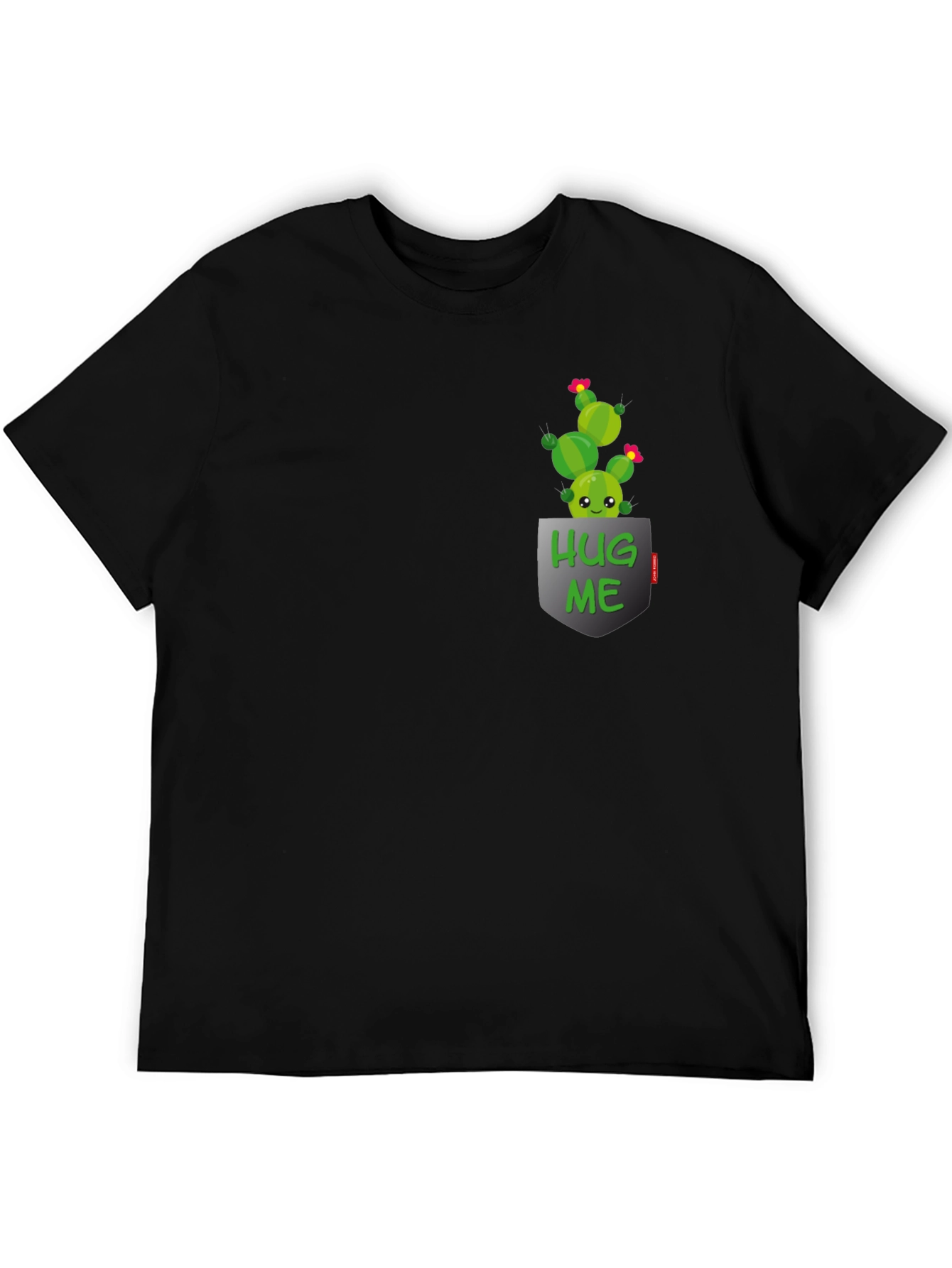 Cute Cactus Hug Me Pocket T-Shirt