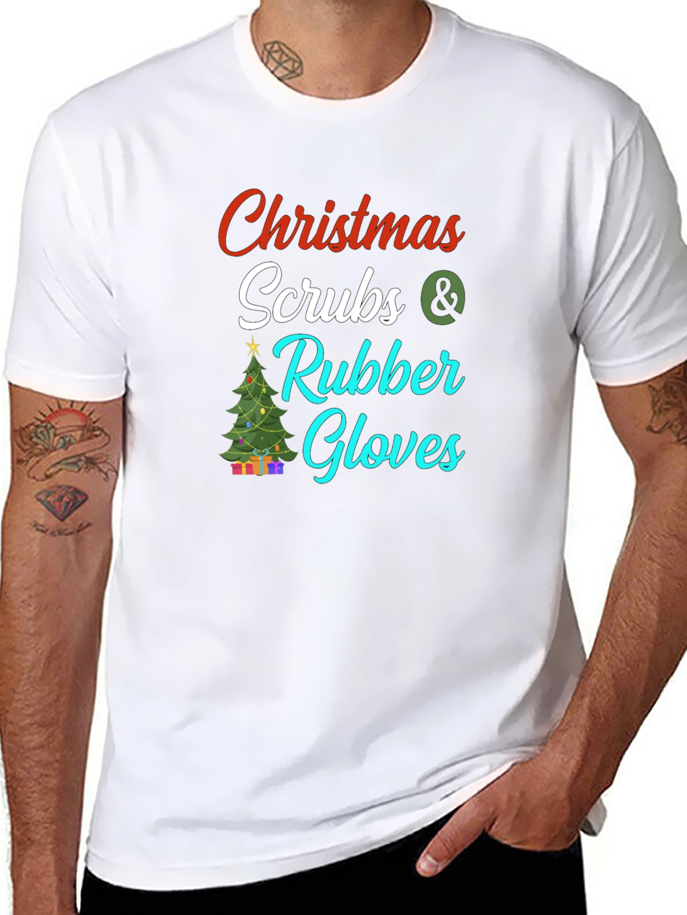 Christmas Scrubs & Rubber Gloves Graphic Tee