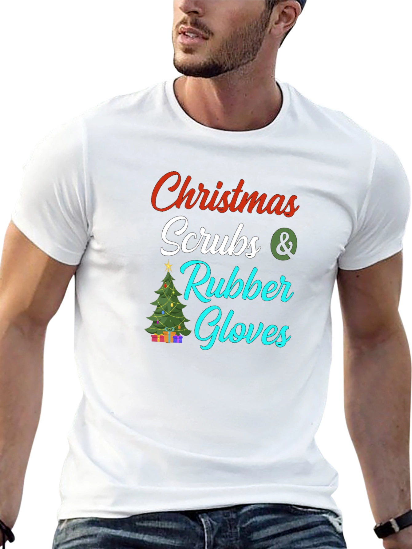 Christmas Scrubs & Rubber Gloves Graphic Tee