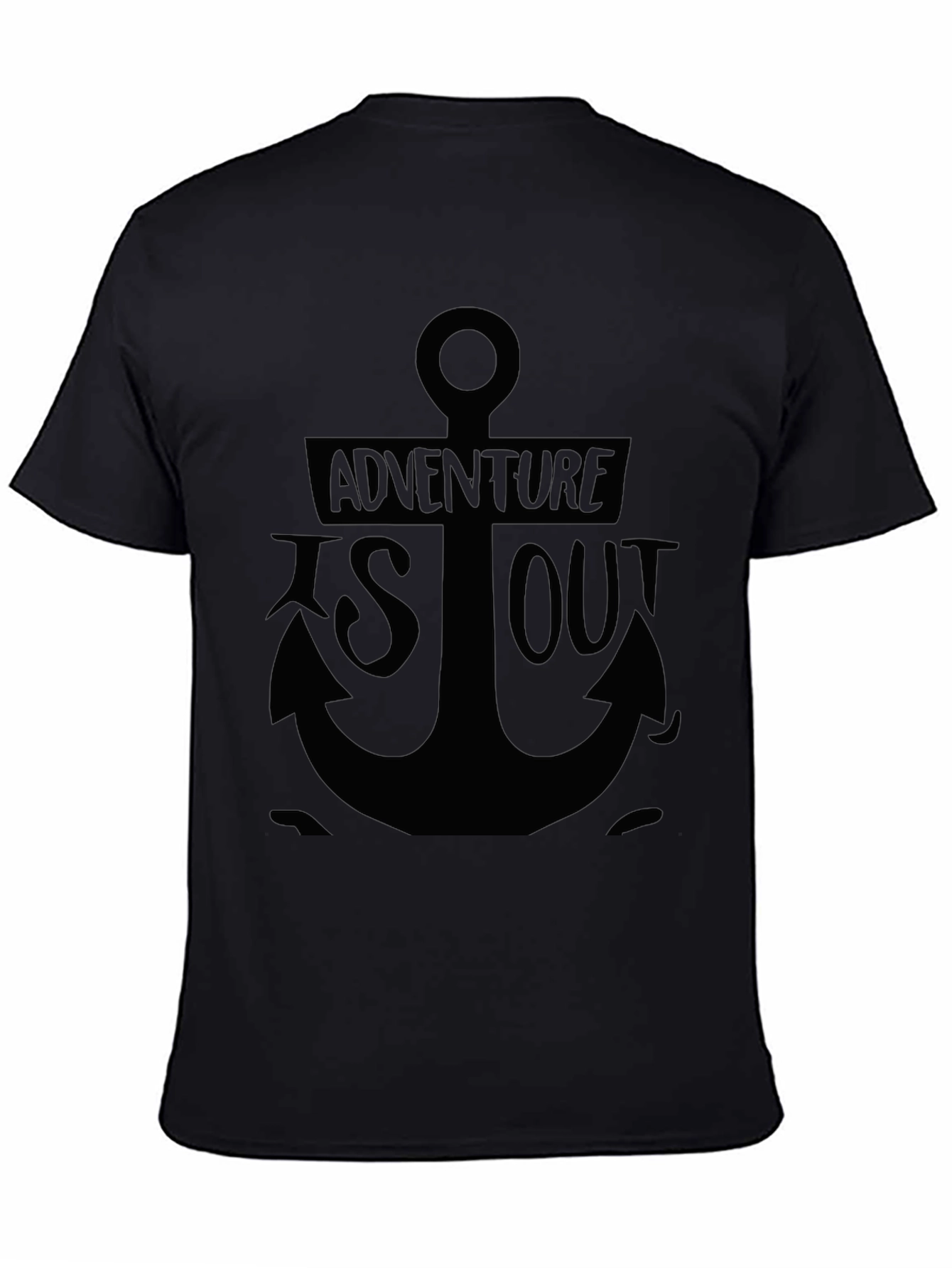 Adventure Awaits: Anchor Graphic Black T-Shirt
