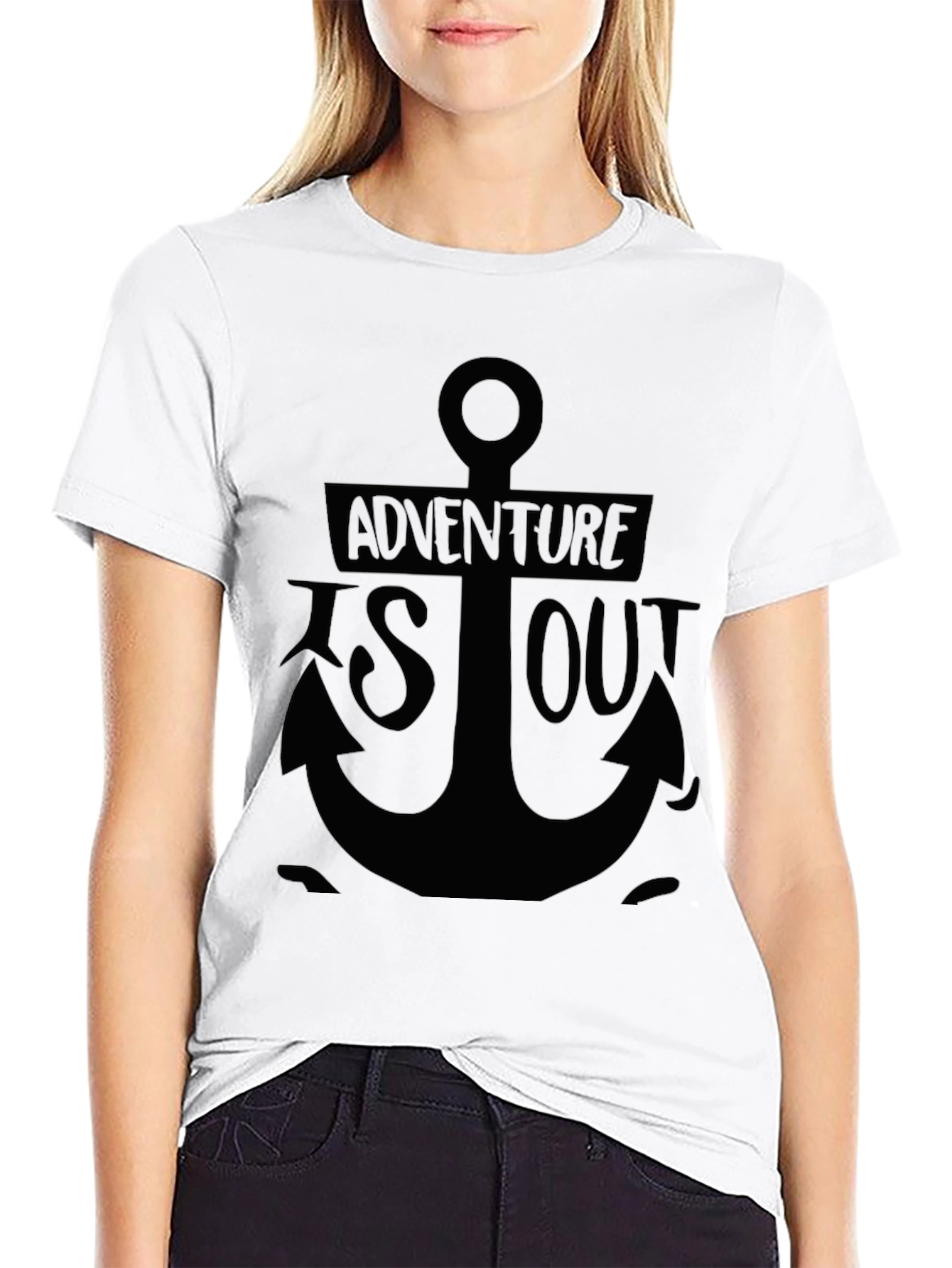 Adventure Awaits: Anchor Graphic Black T-Shirt