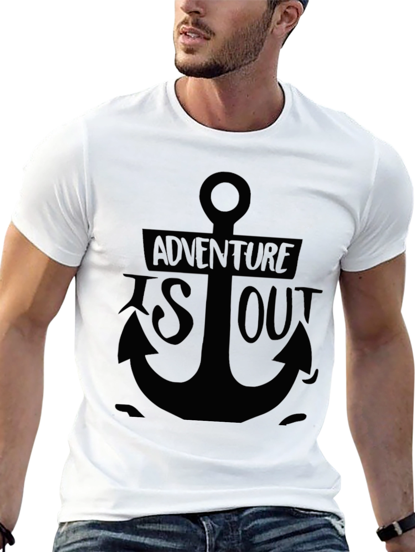 Adventure Awaits: Anchor Graphic Black T-Shirt