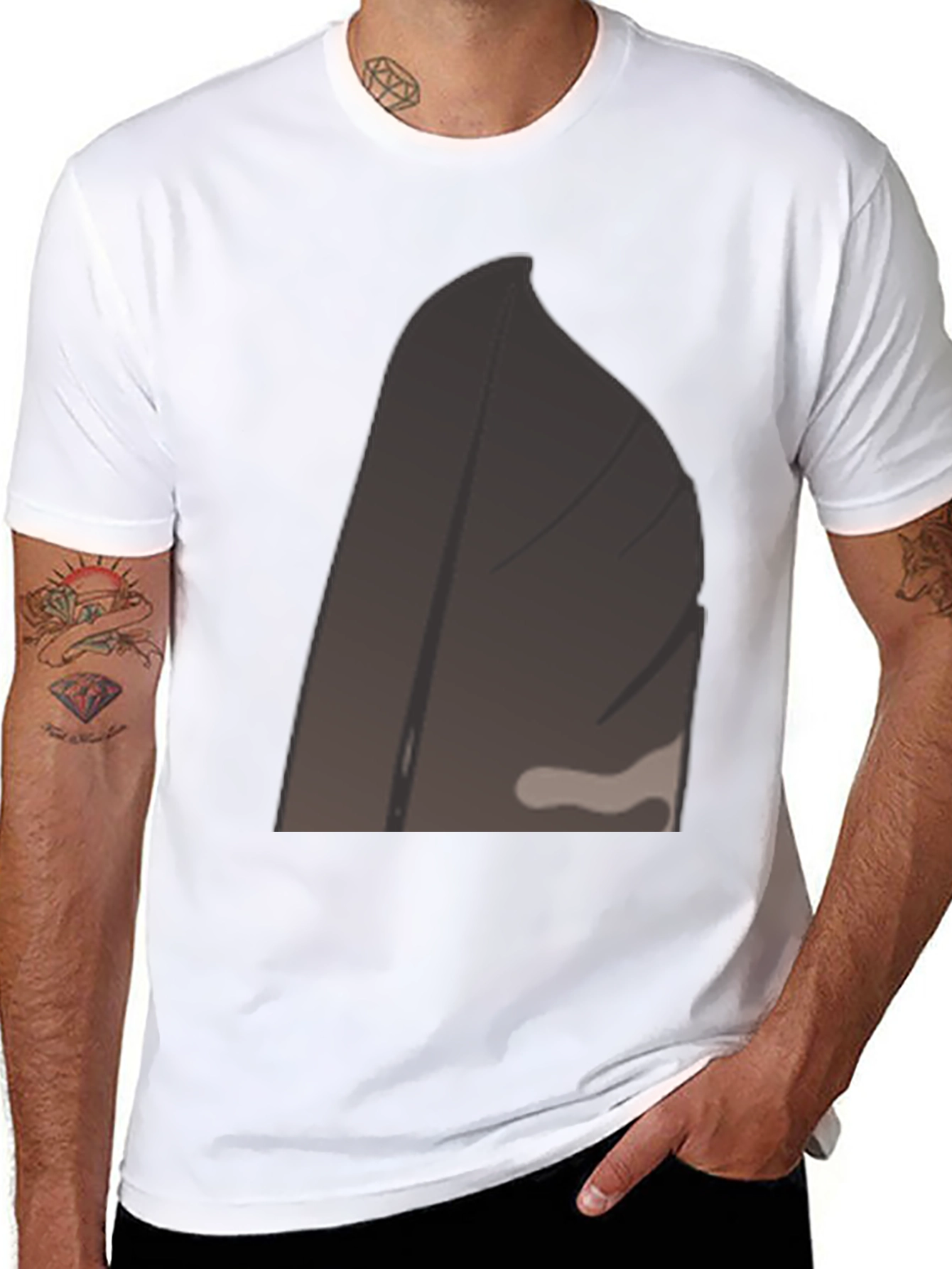 Black Tee with Abstract Geometric Design
