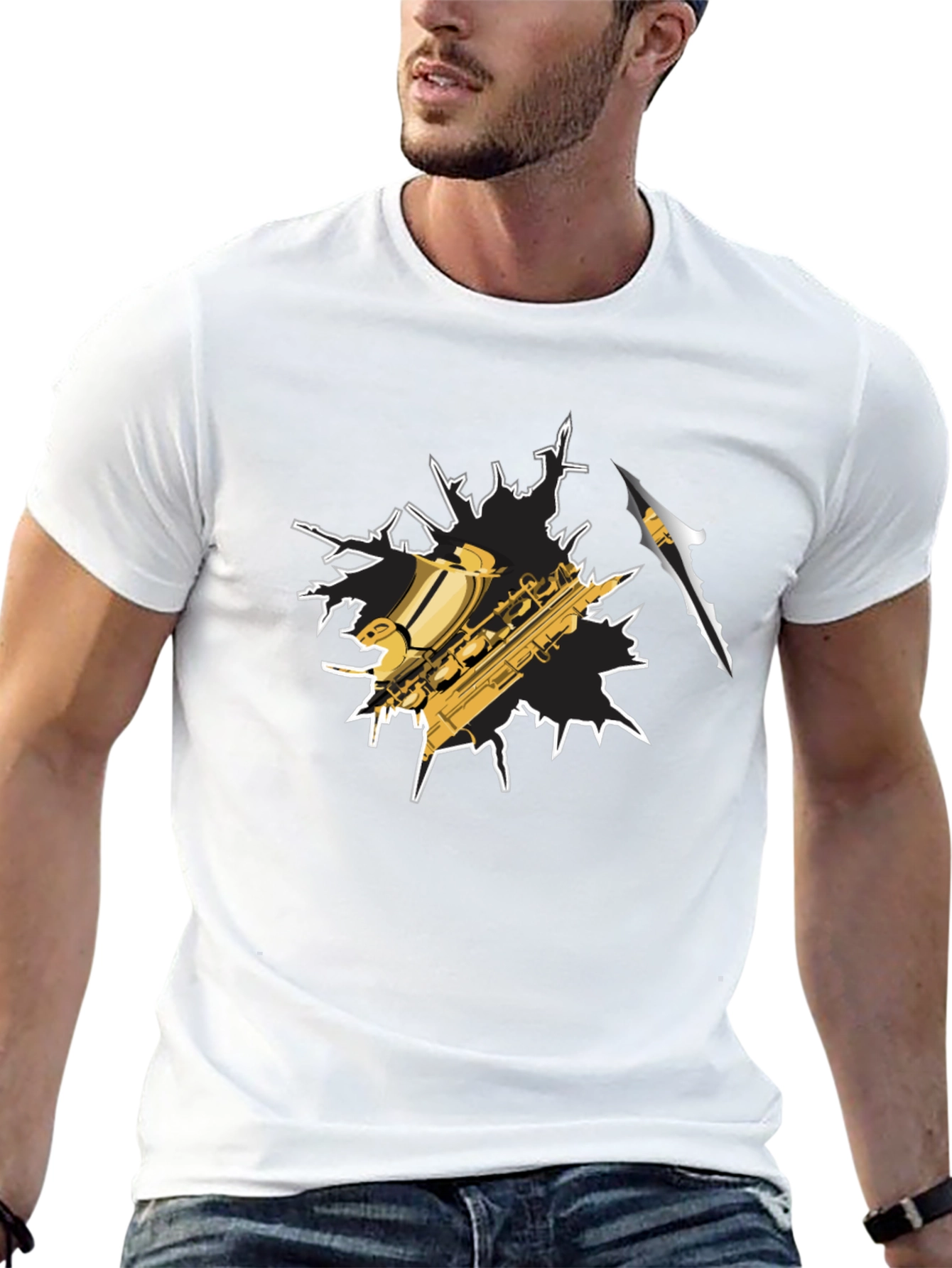 Saxophone Graphic T-Shirt - Cool Music Tee