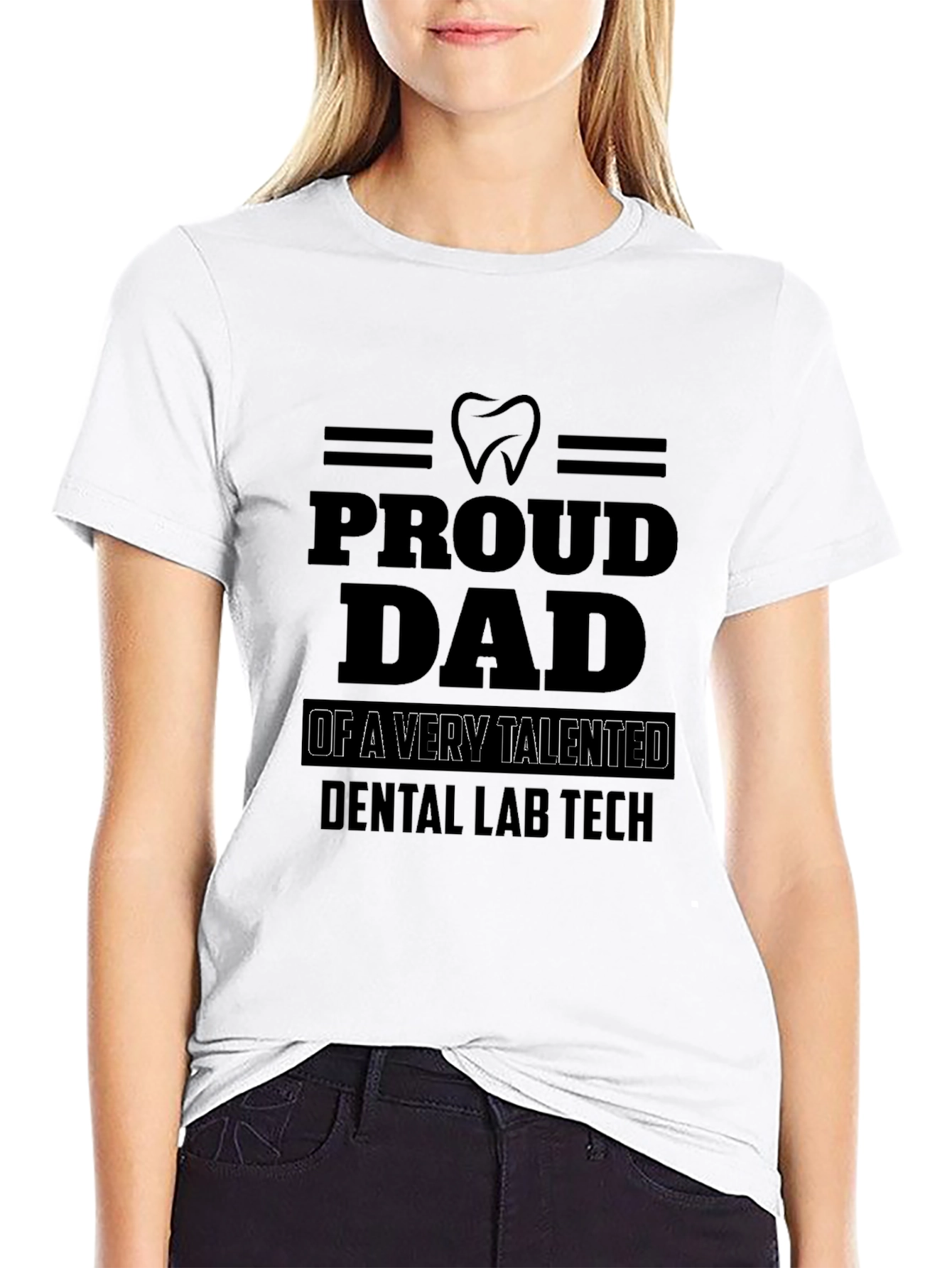 Proud Dad Dental Lab Tech Black T-Shirt