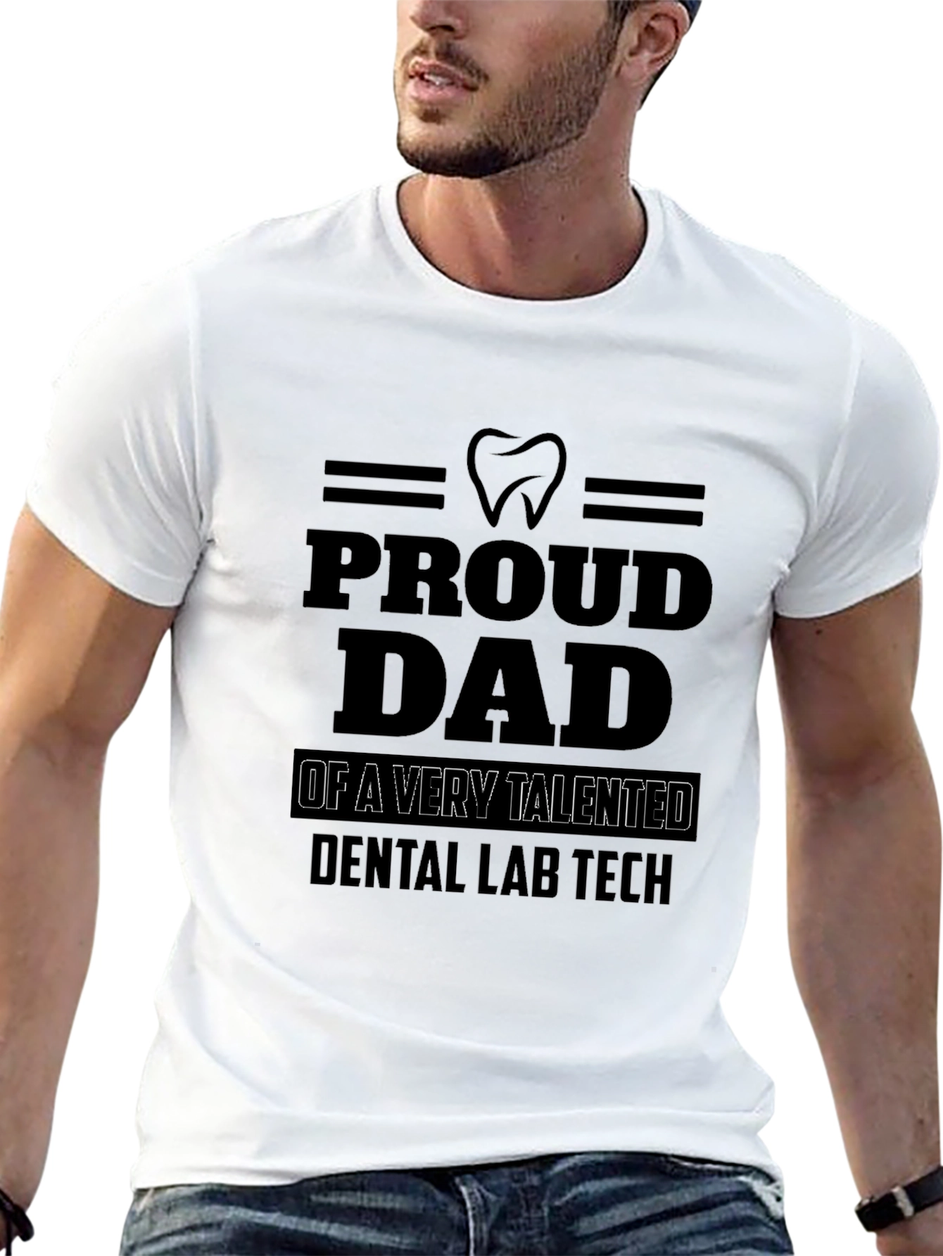 Proud Dad Dental Lab Tech Black T-Shirt