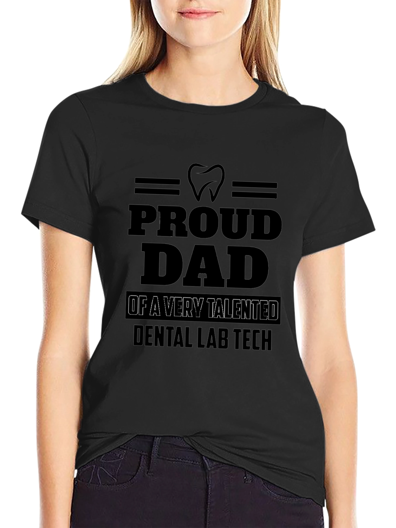 Proud Dad Dental Lab Tech Black T-Shirt