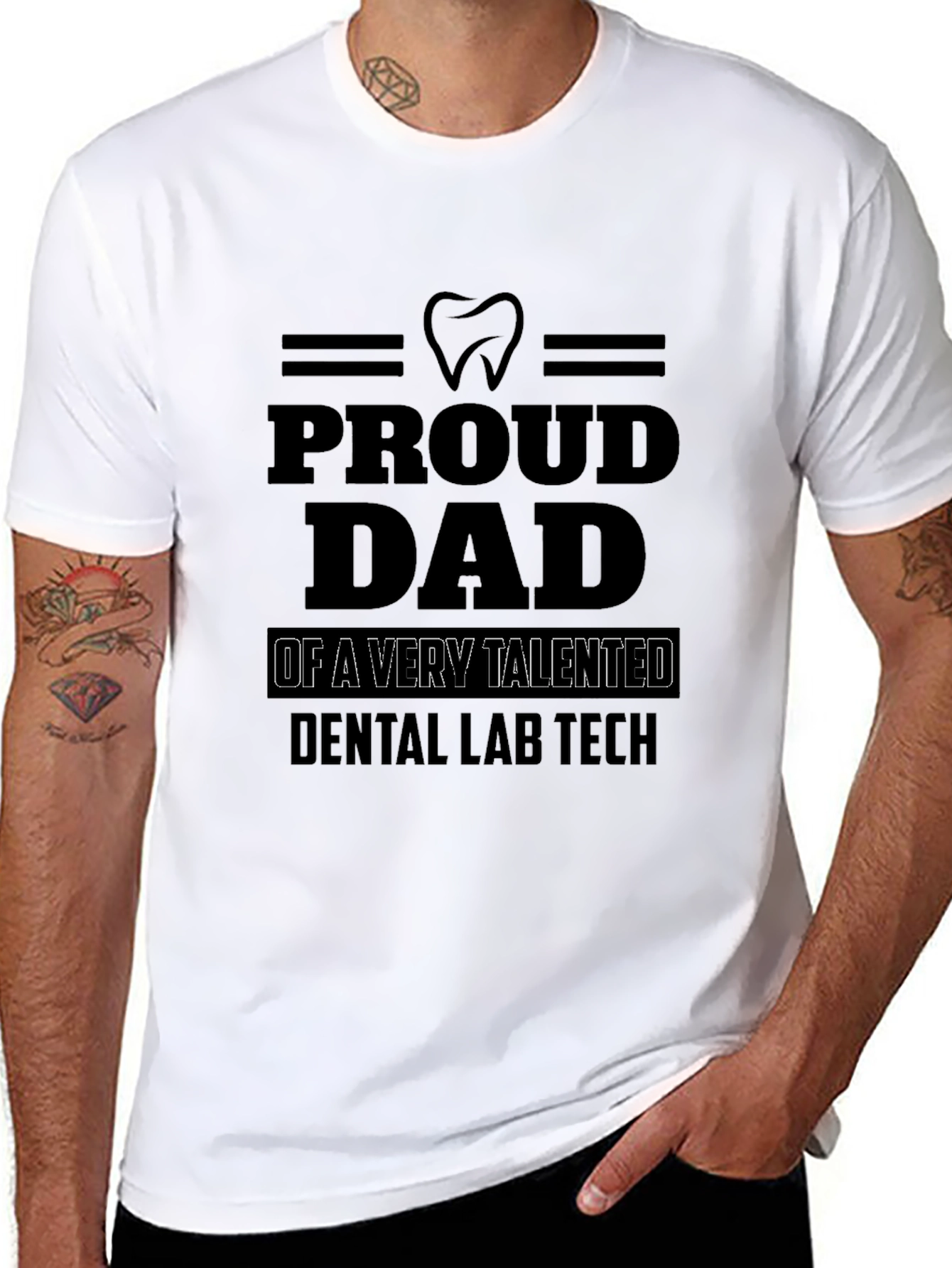 Proud Dad Dental Lab Tech Black T-Shirt
