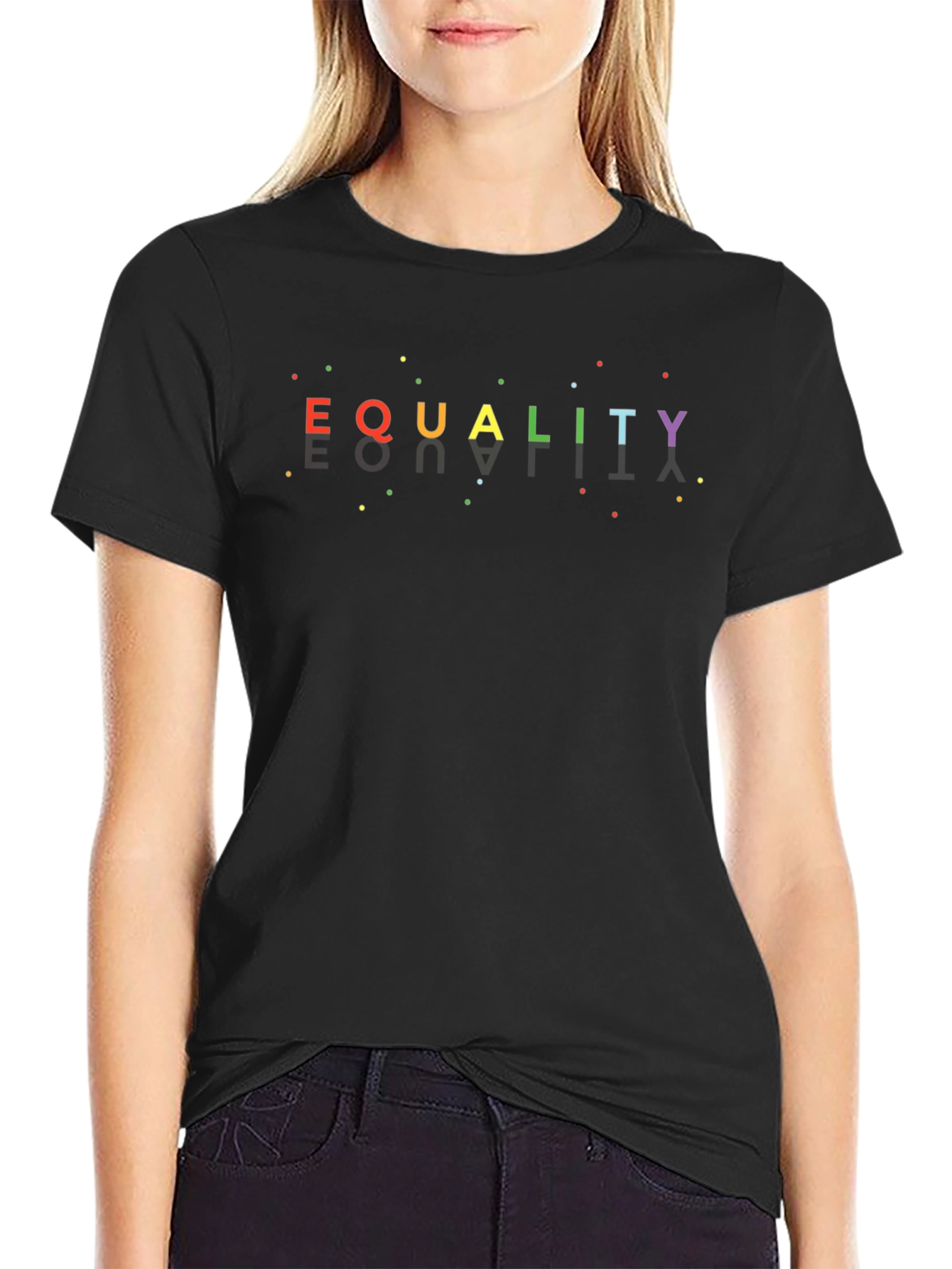 Equality Rainbow Pride Graphic Tee - Unisex Black T-Shirt