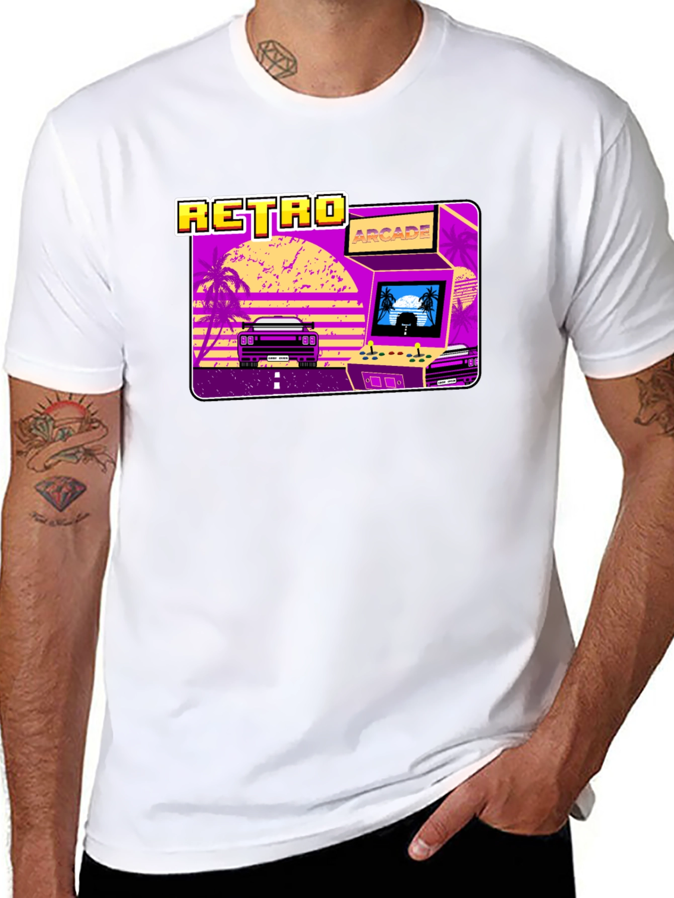 Retro Arcade Car Graphic T-Shirt