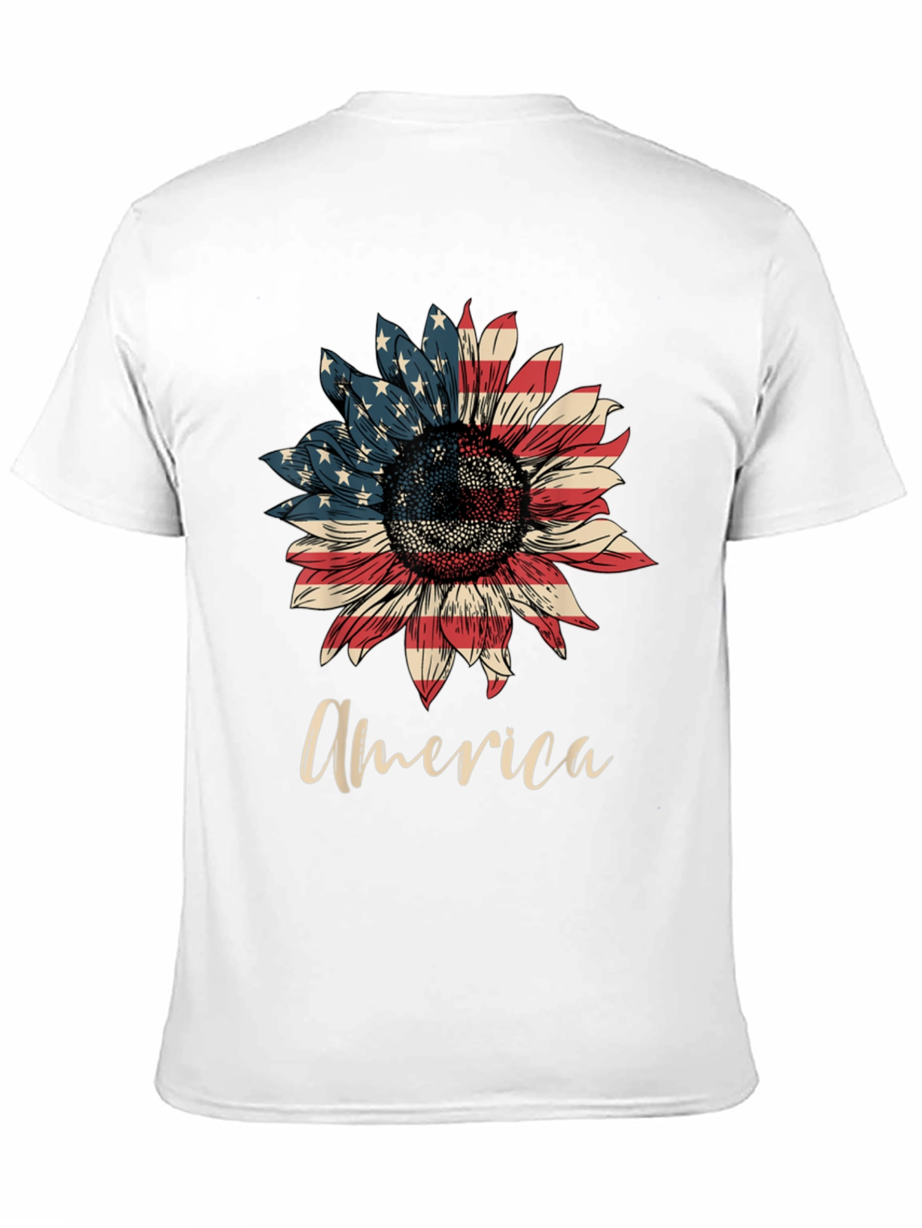 American Flag Sunflower Graphic T-Shirt