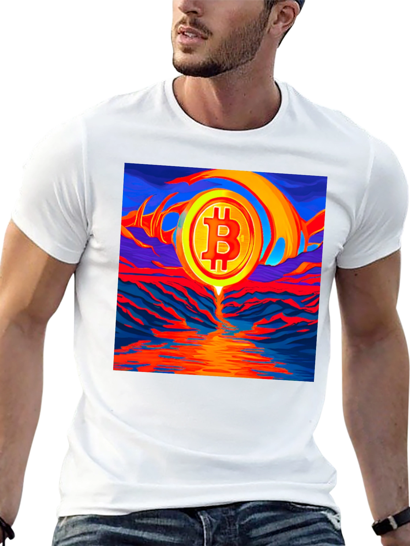 Bitcoin Sunset Graphic Tee - Black T-Shirt