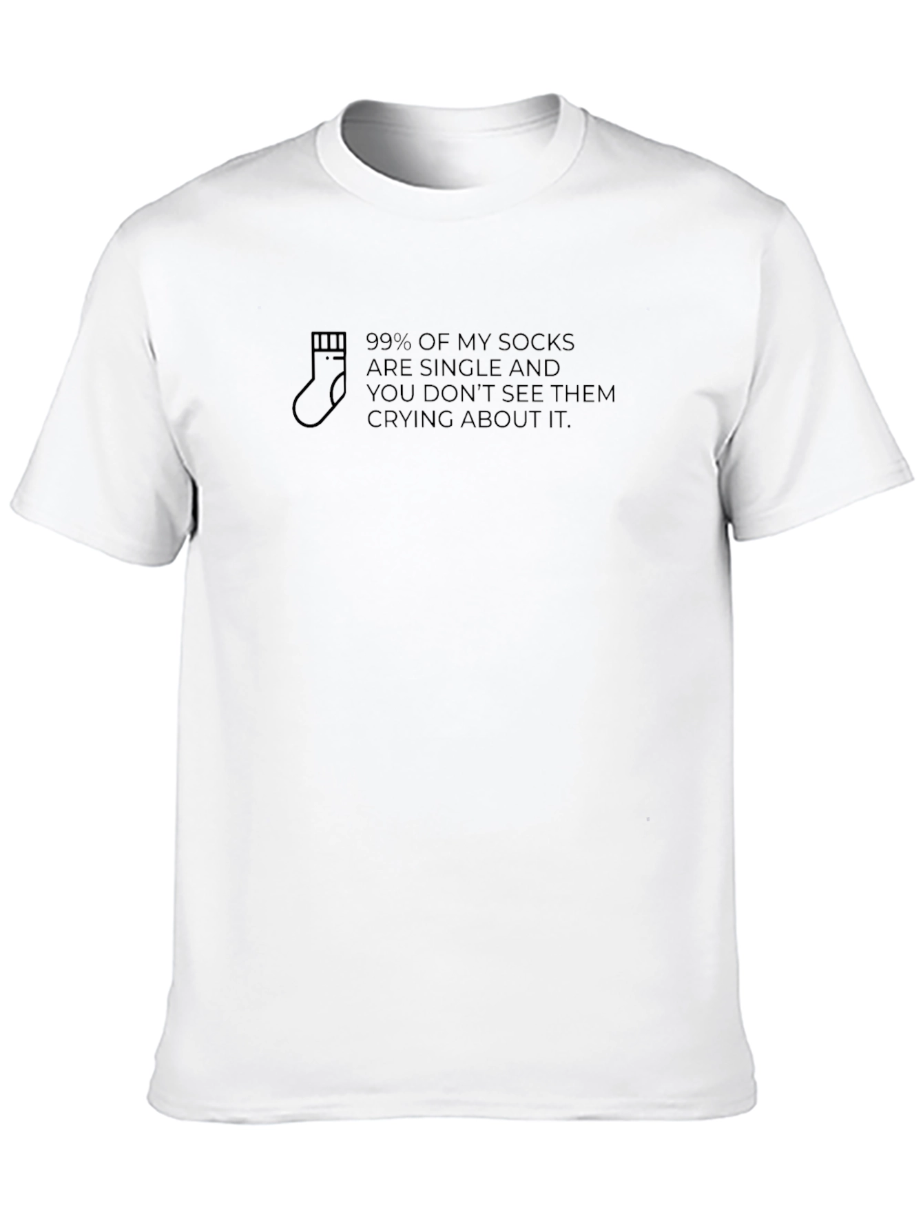 Funny Single Sock T-Shirt: No Crying Here!