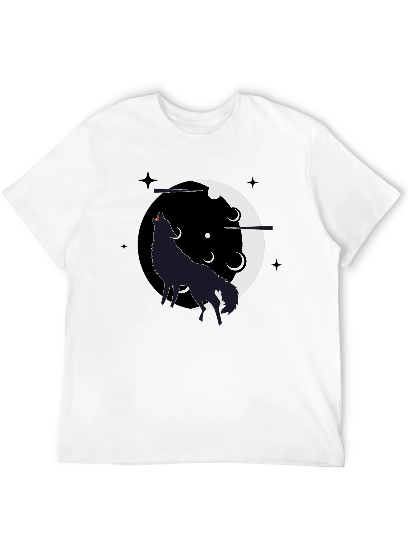 Wolf Howling Moon T-Shirt - Black Graphic Tee