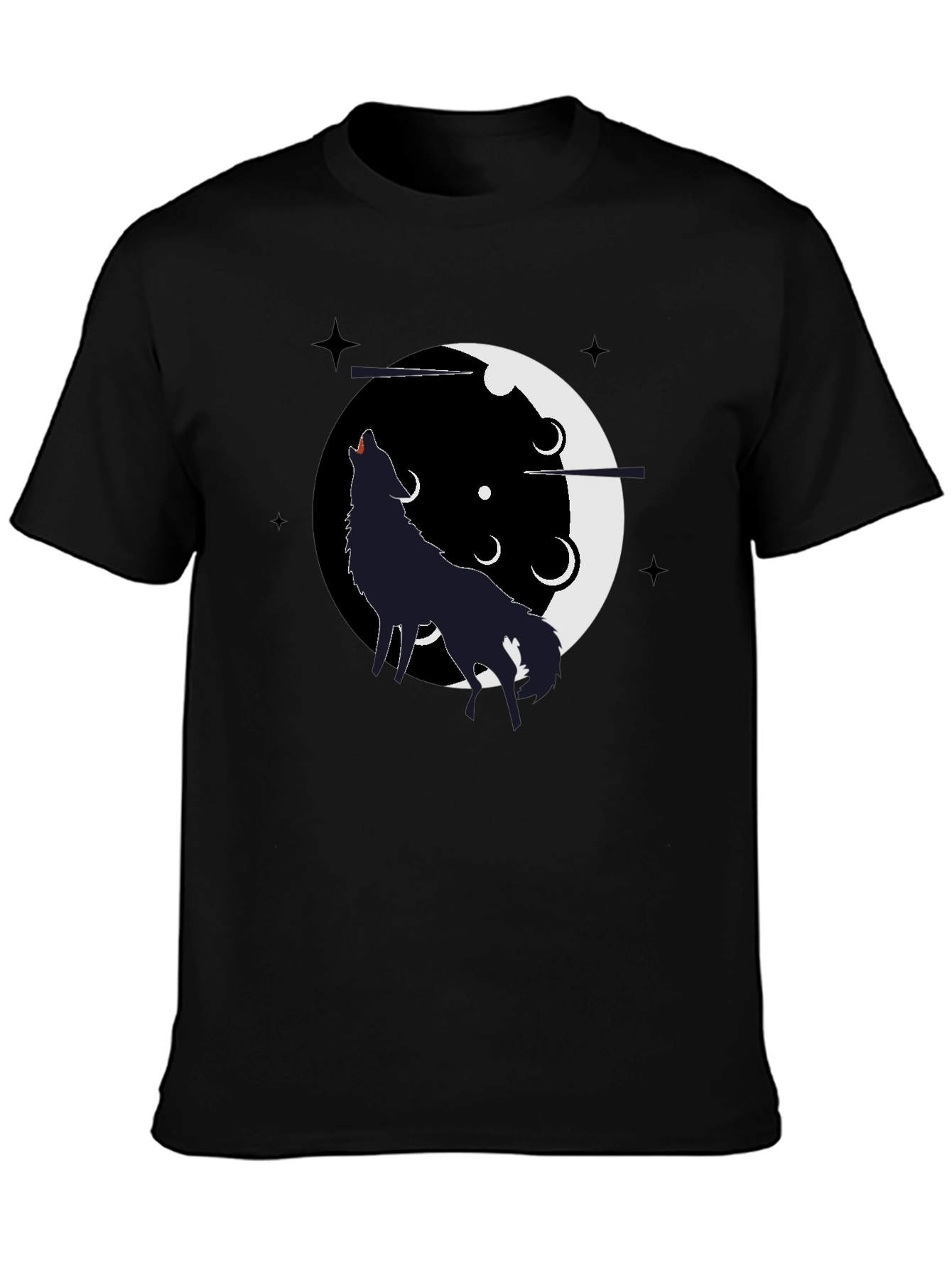 Wolf Howling Moon T-Shirt - Black Graphic Tee