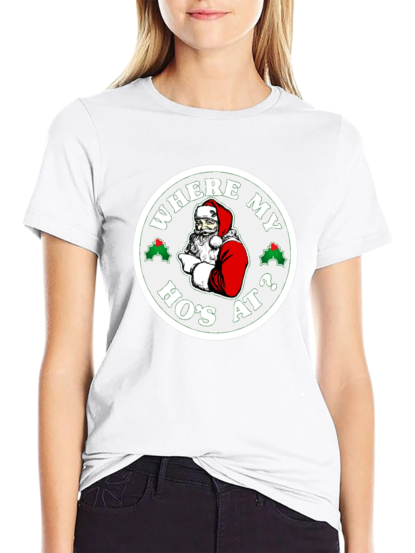 Where My Hos At? Santa Graphic T-Shirt