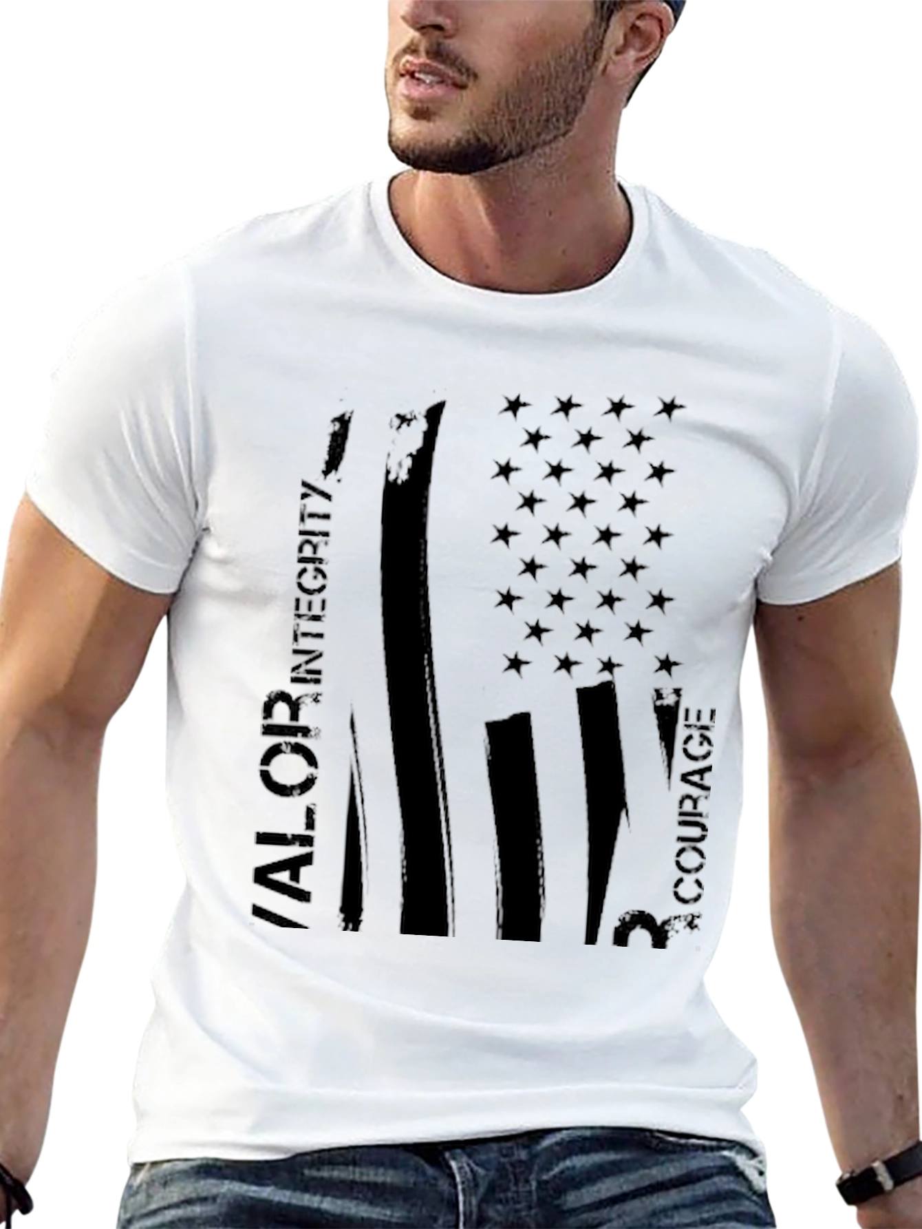 American Flag Valor Integrity Courage T-Shirt