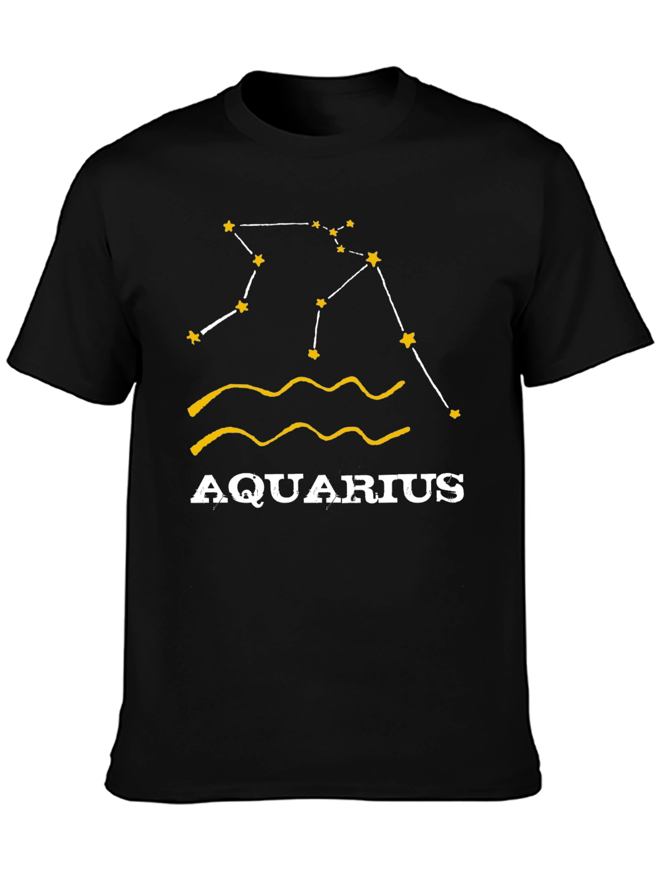 Aquarius Zodiac T-Shirt - Black Cotton Astrology Tee
