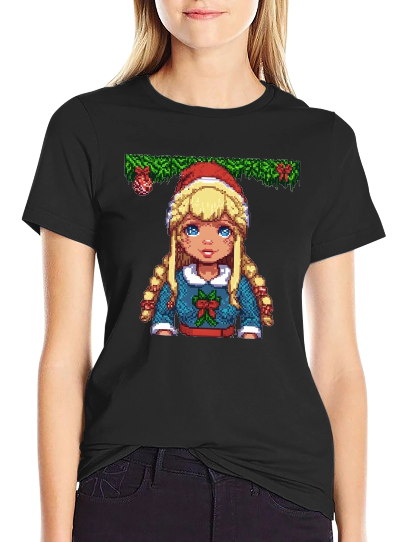 Pixel Art Christmas Girl T-Shirt