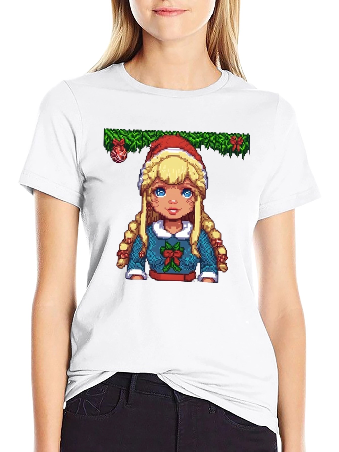 Pixel Art Christmas Girl T-Shirt