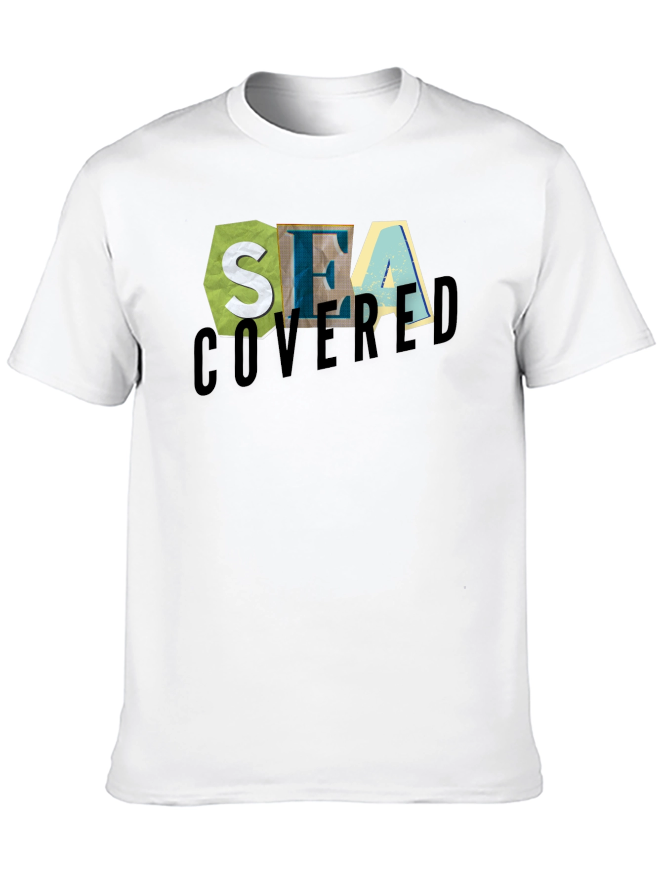 Sea Covered Graphic Print Black T-Shirt
