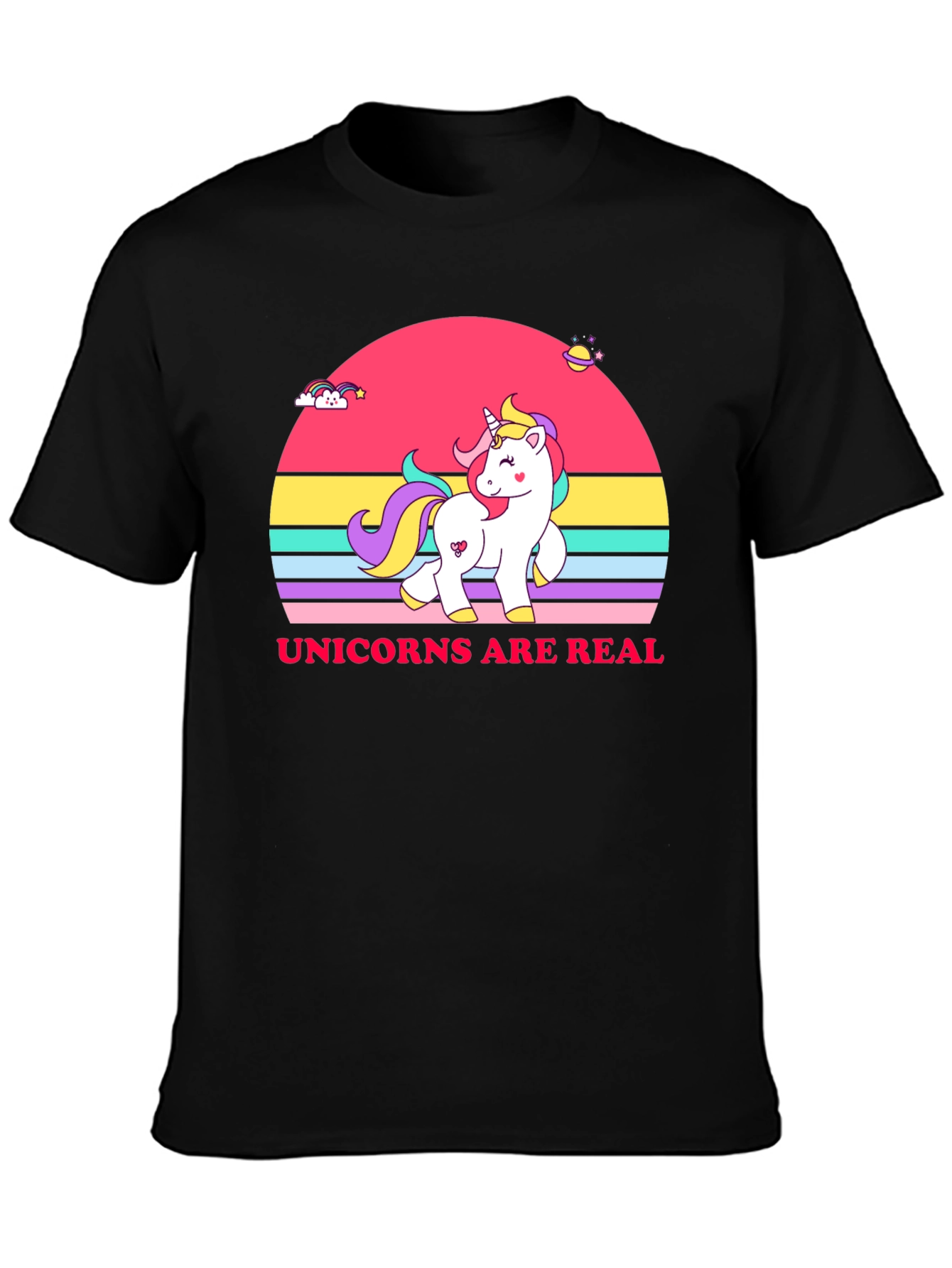 Unicorns Are Real Black T-Shirt