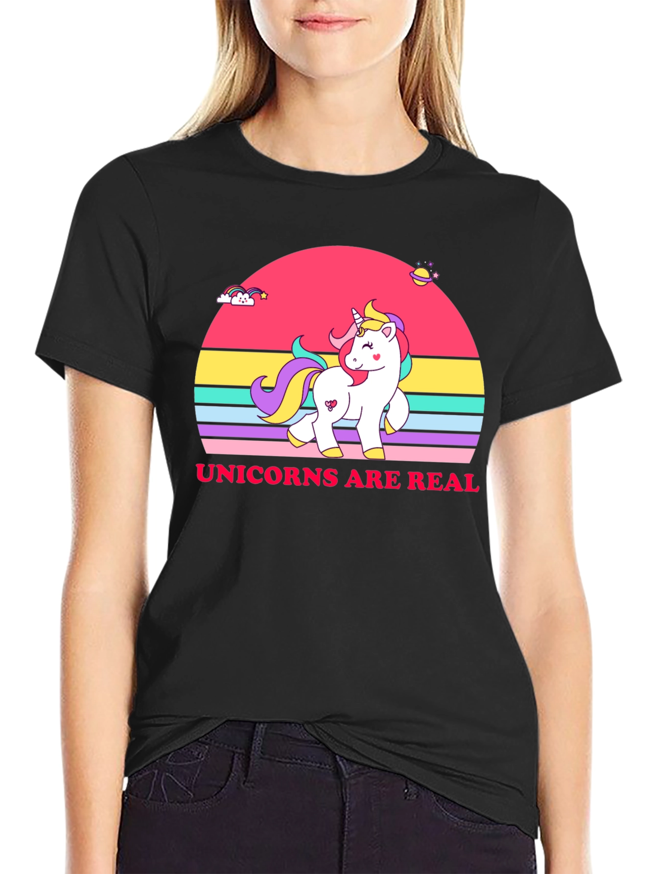 Unicorns Are Real Black T-Shirt