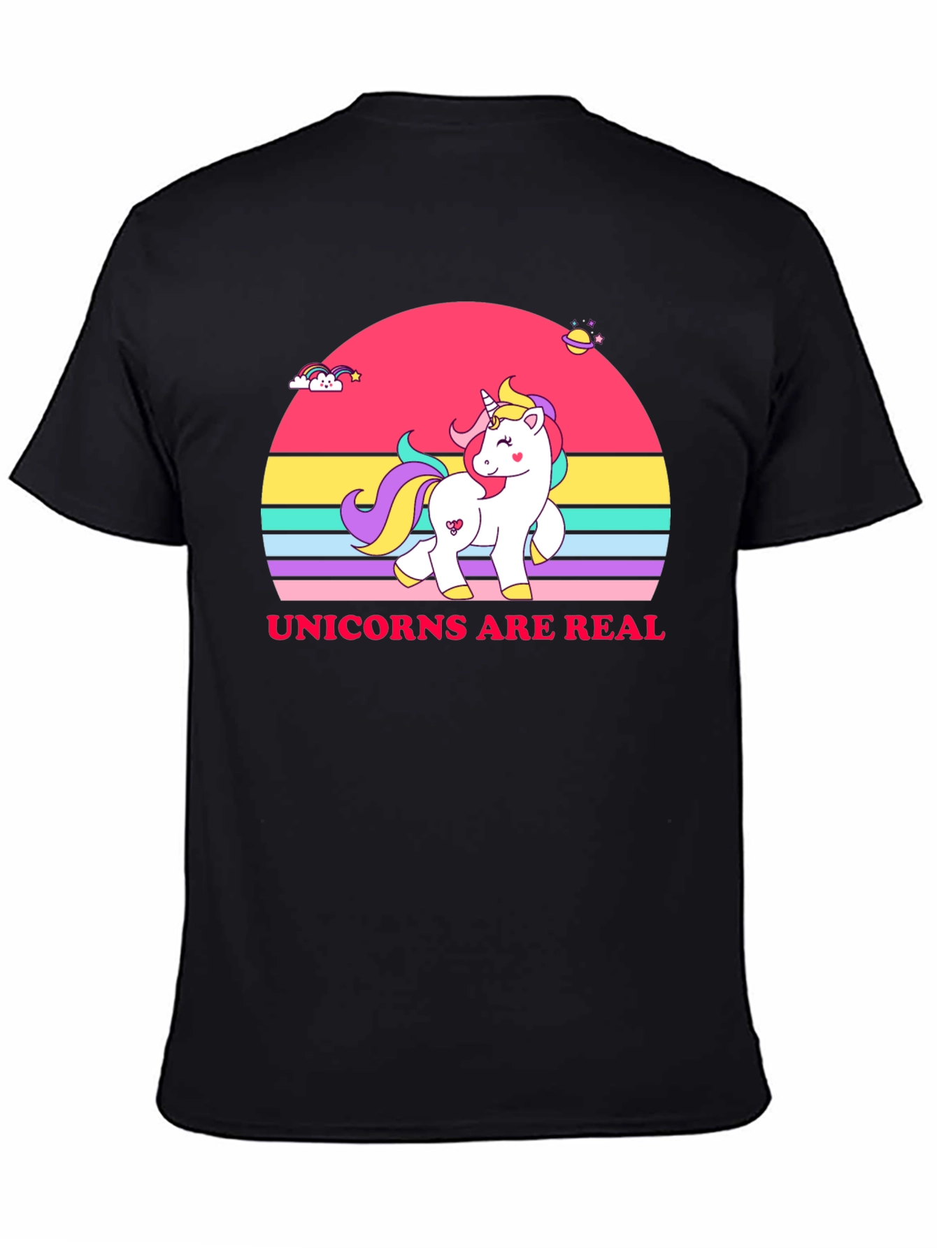 Unicorns Are Real Black T-Shirt