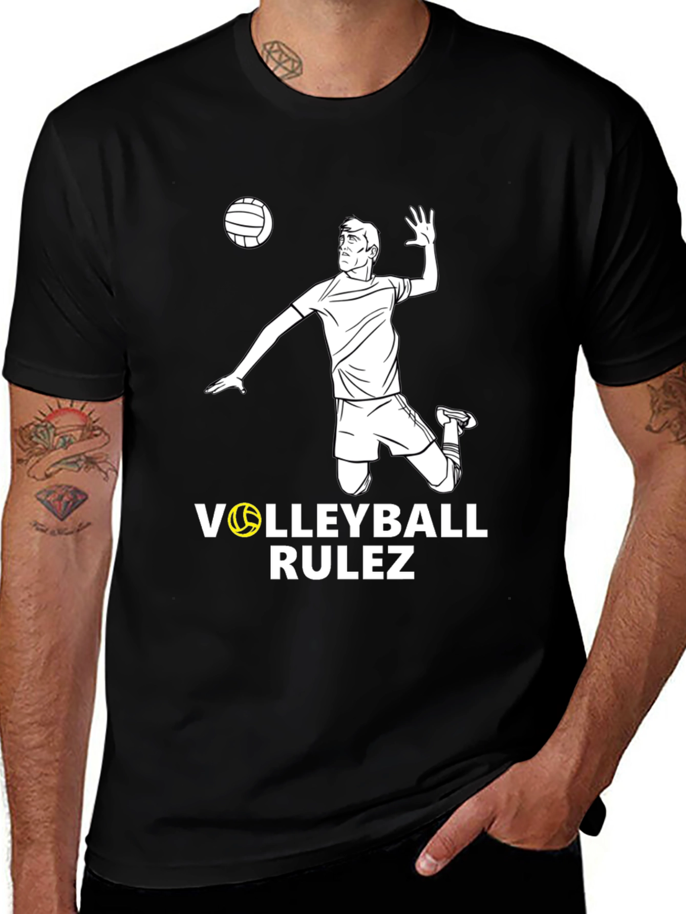 Volleyball Rulez Graphic T-Shirt - Black