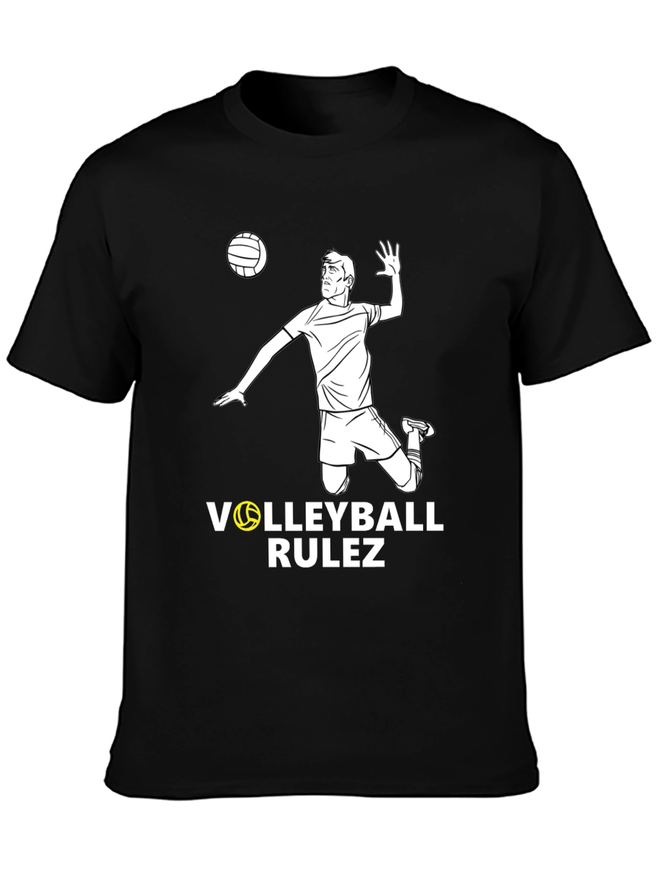 Volleyball Rulez Graphic T-Shirt - Black