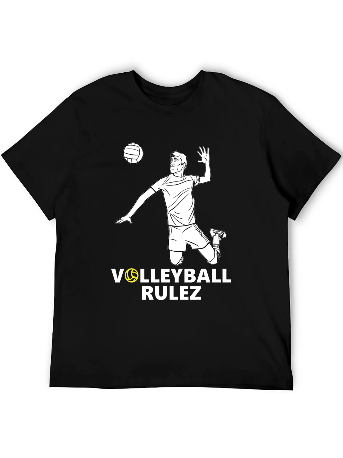 Volleyball Rulez Graphic T-Shirt - Black
