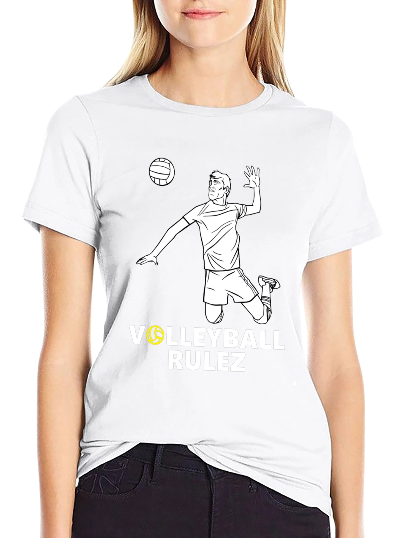 Volleyball Rulez Graphic T-Shirt - Black
