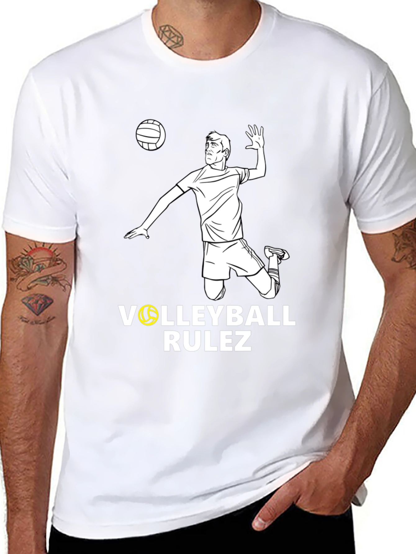 Volleyball Rulez Graphic T-Shirt - Black