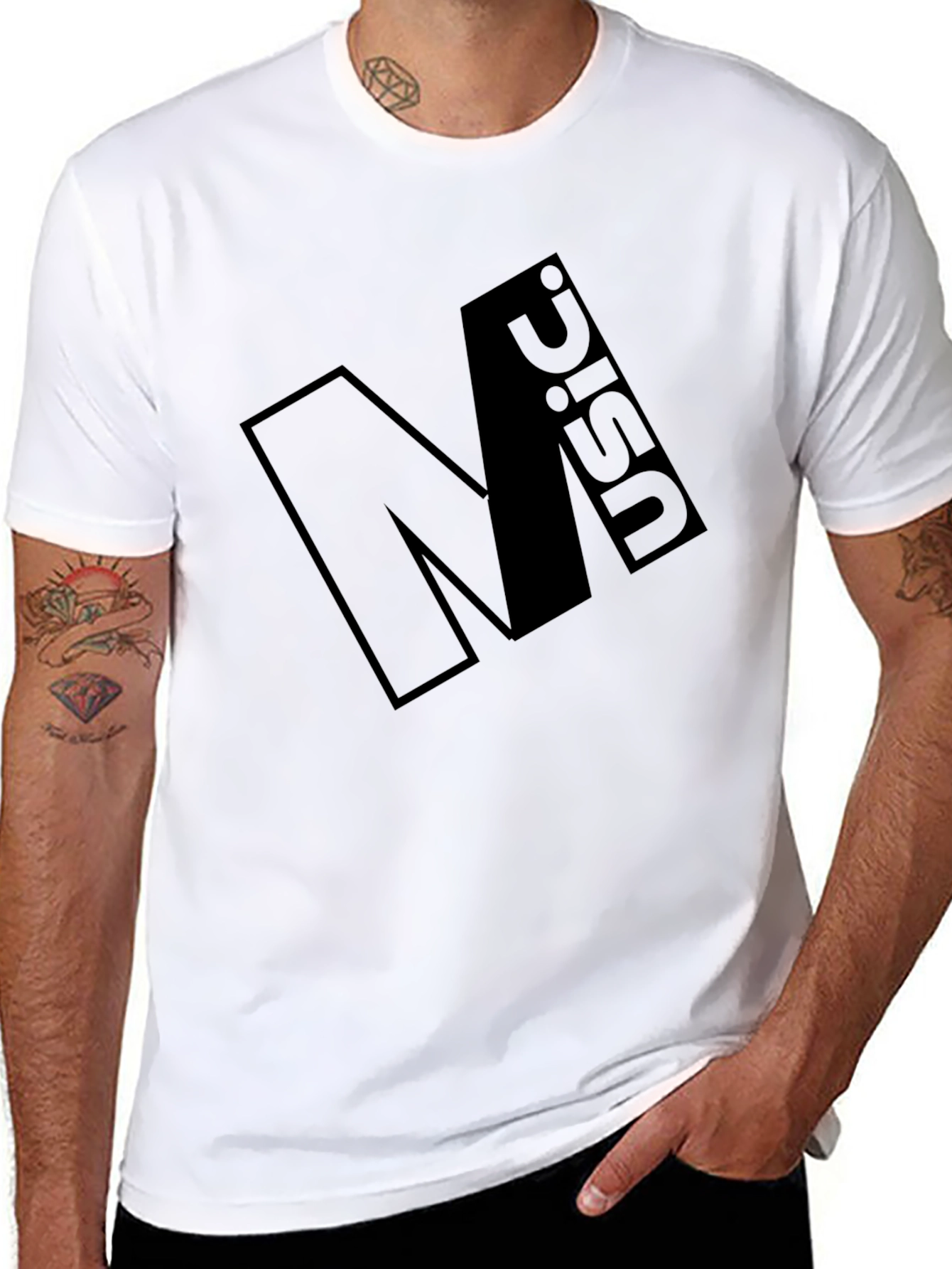 Minimalist Black Graphic Tee - Music Design
