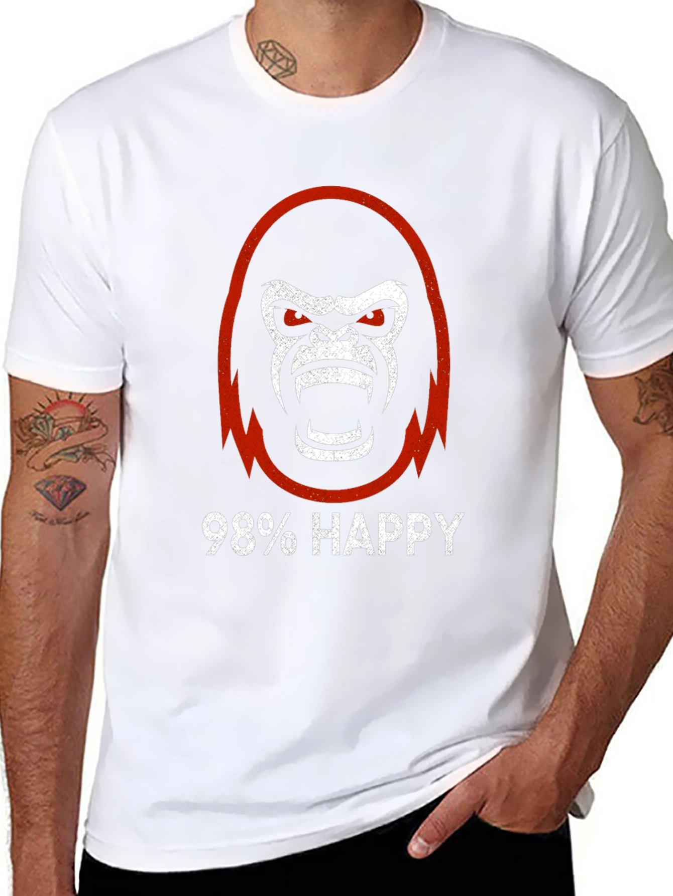 98% Happy Gorilla Graphic Tee - Black