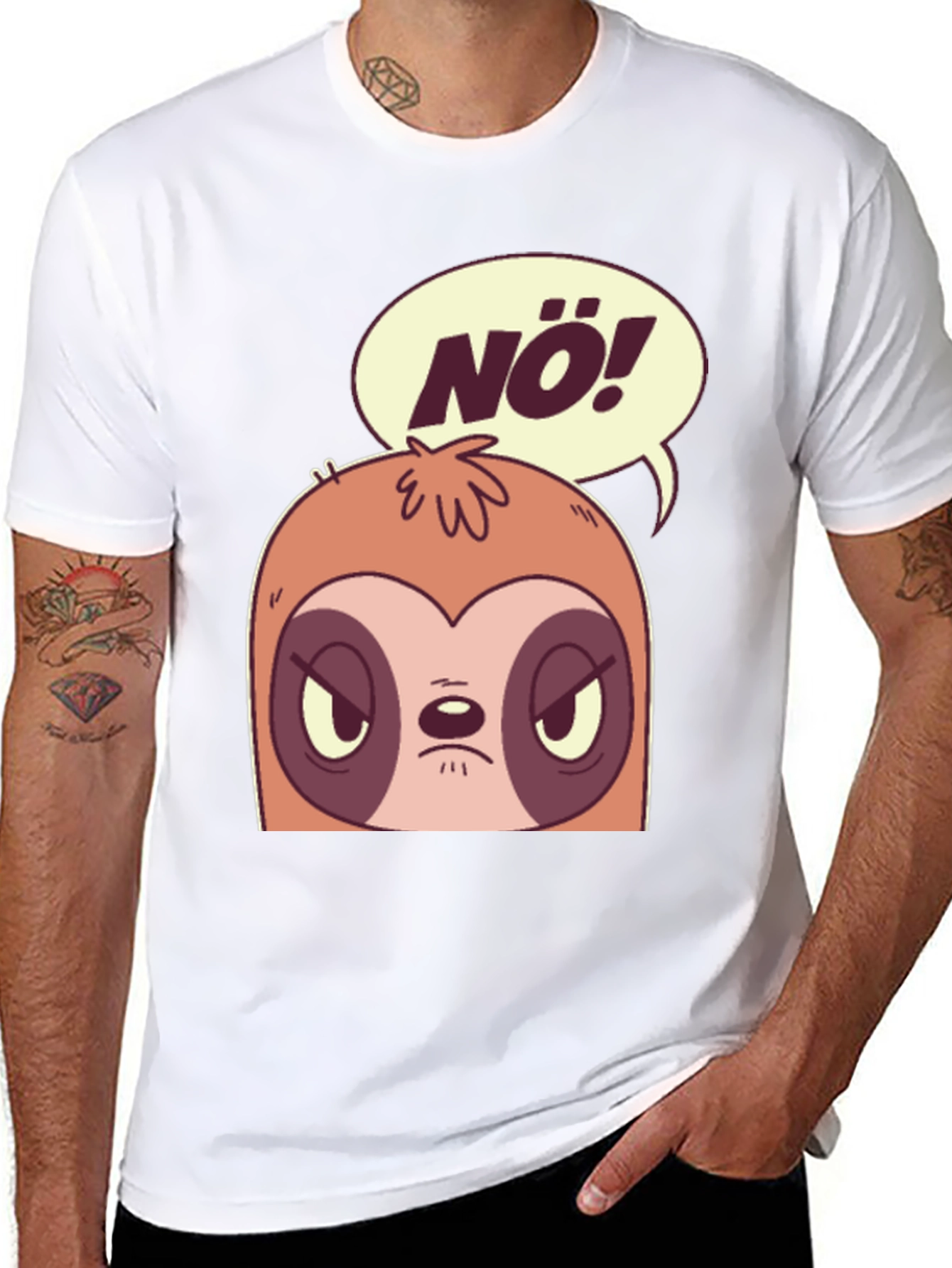 Nö Sloth Graphic Tee - Funny Novelty T-Shirt