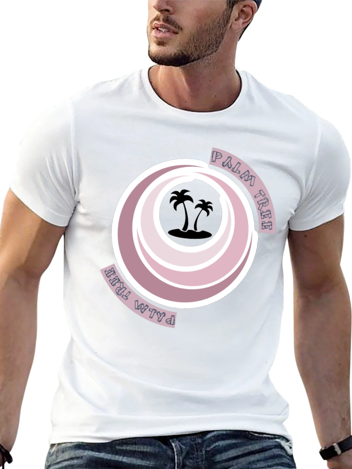 Retro Palm Tree Graphic Tee - Black