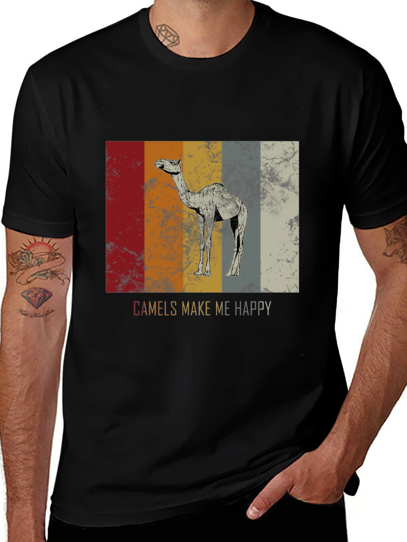 Camels Make Me Happy T-Shirt - Retro Design