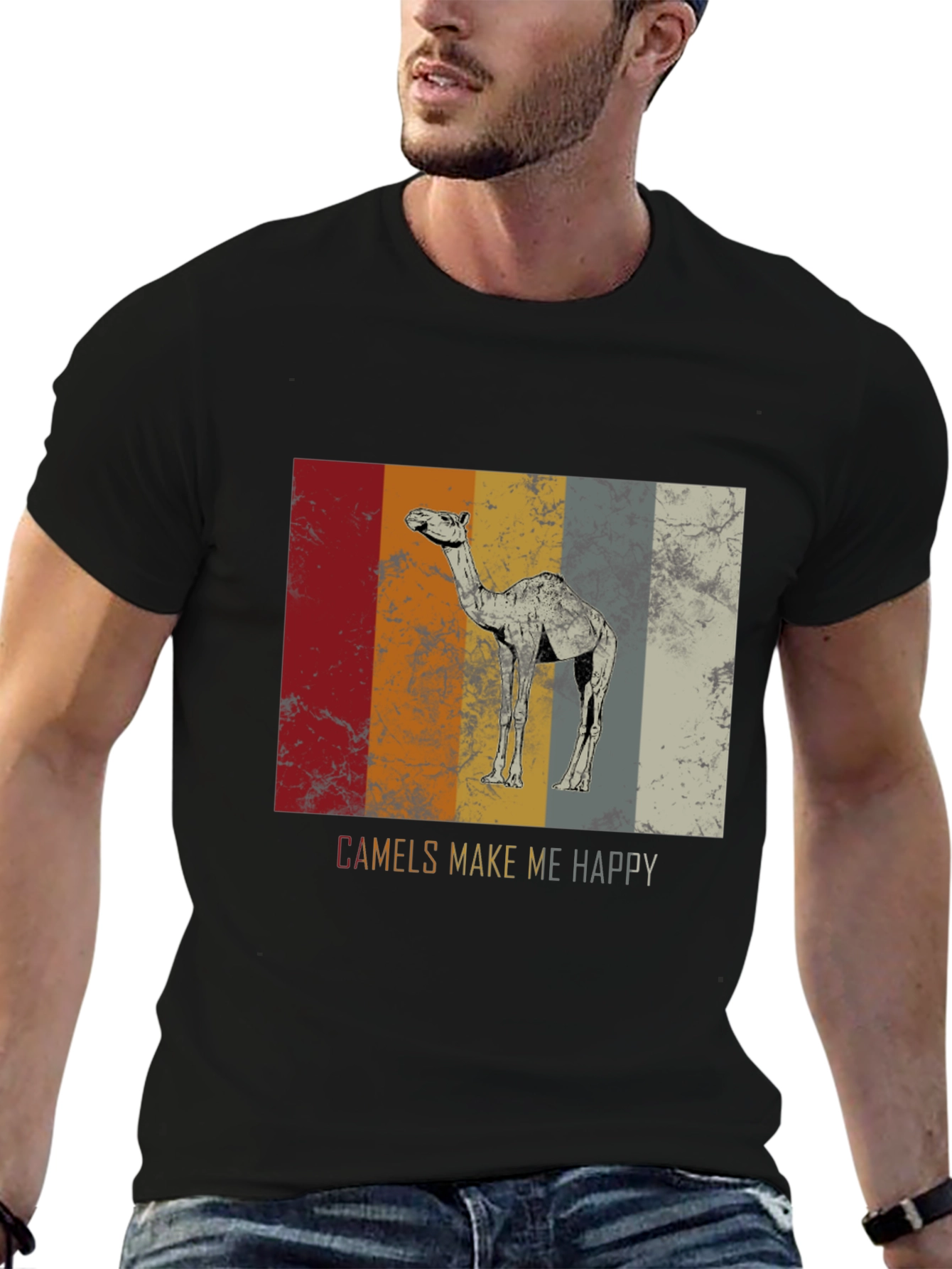 Camels Make Me Happy T-Shirt - Retro Design
