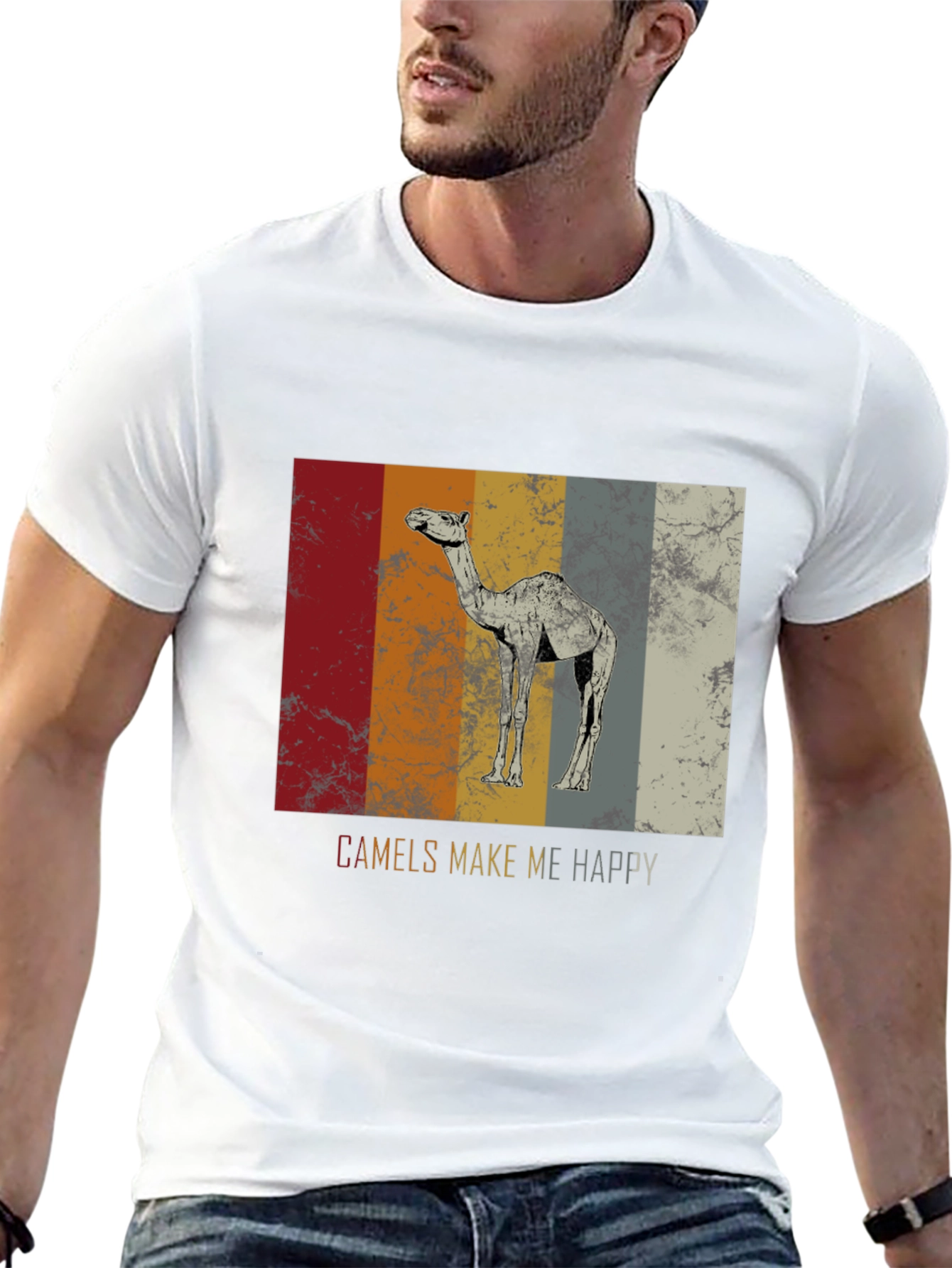 Camels Make Me Happy T-Shirt - Retro Design