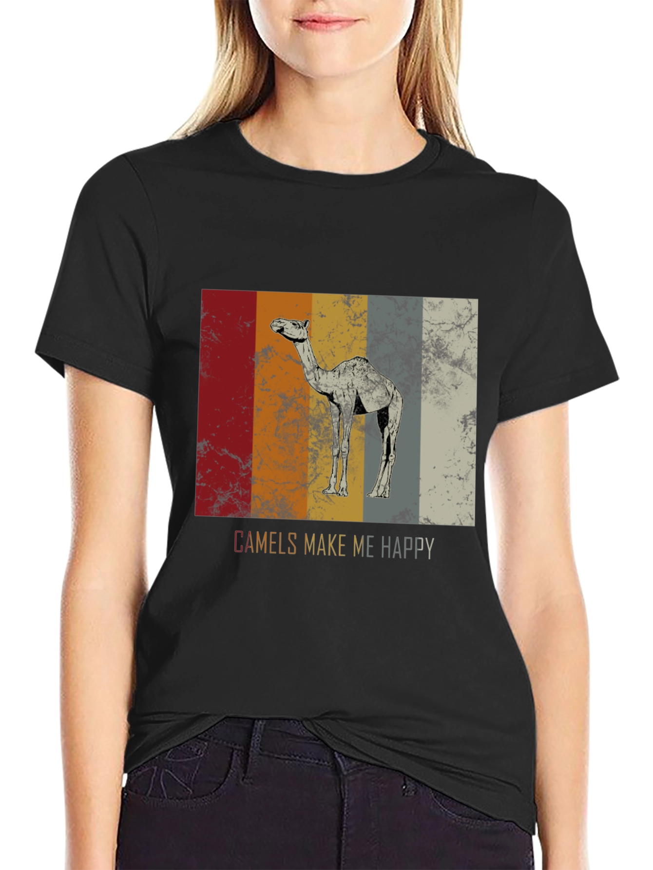 Camels Make Me Happy T-Shirt - Retro Design