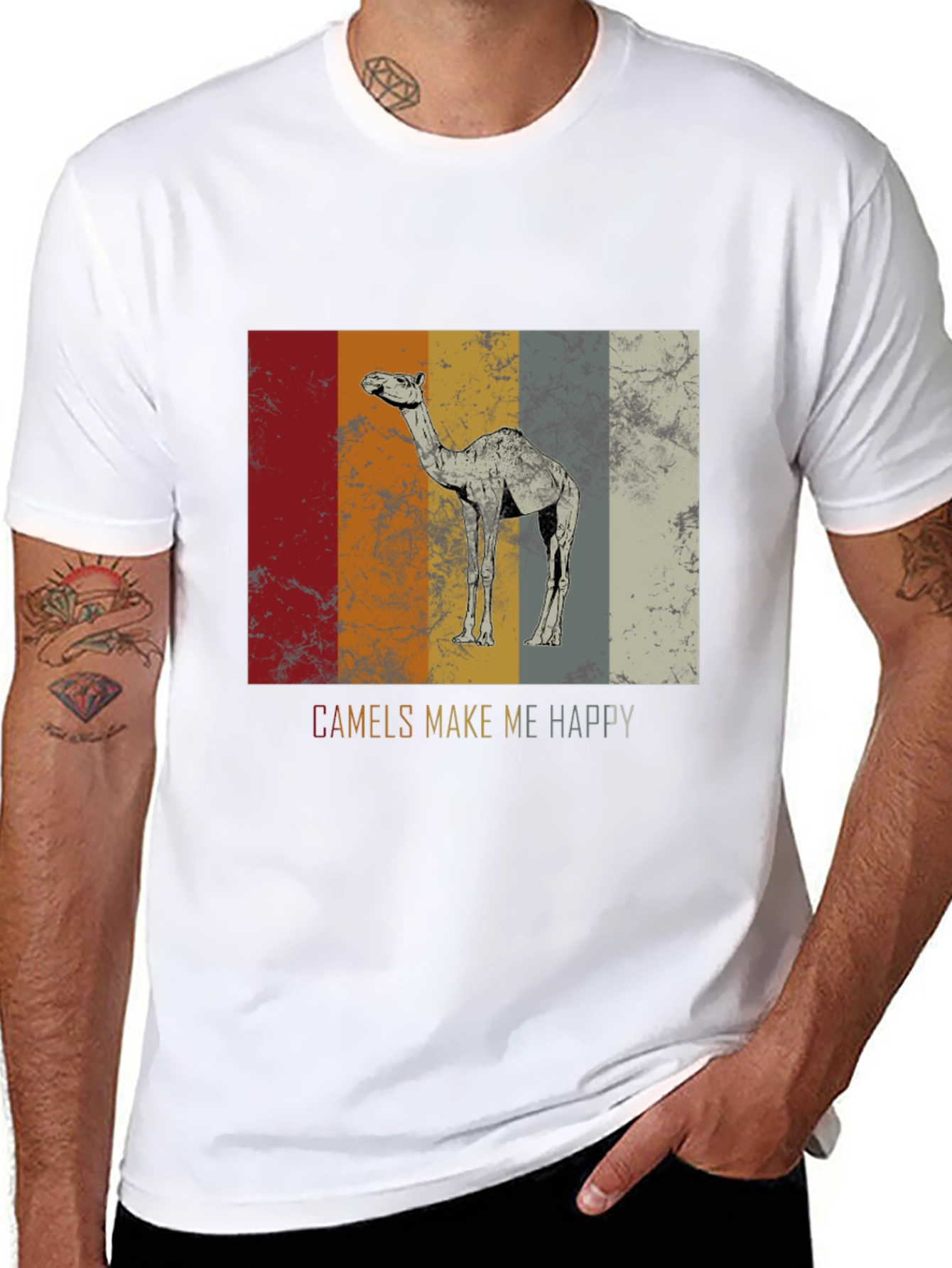 Camels Make Me Happy T-Shirt - Retro Design