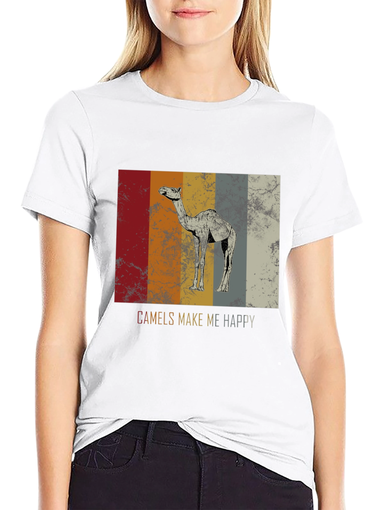 Camels Make Me Happy T-Shirt - Retro Design