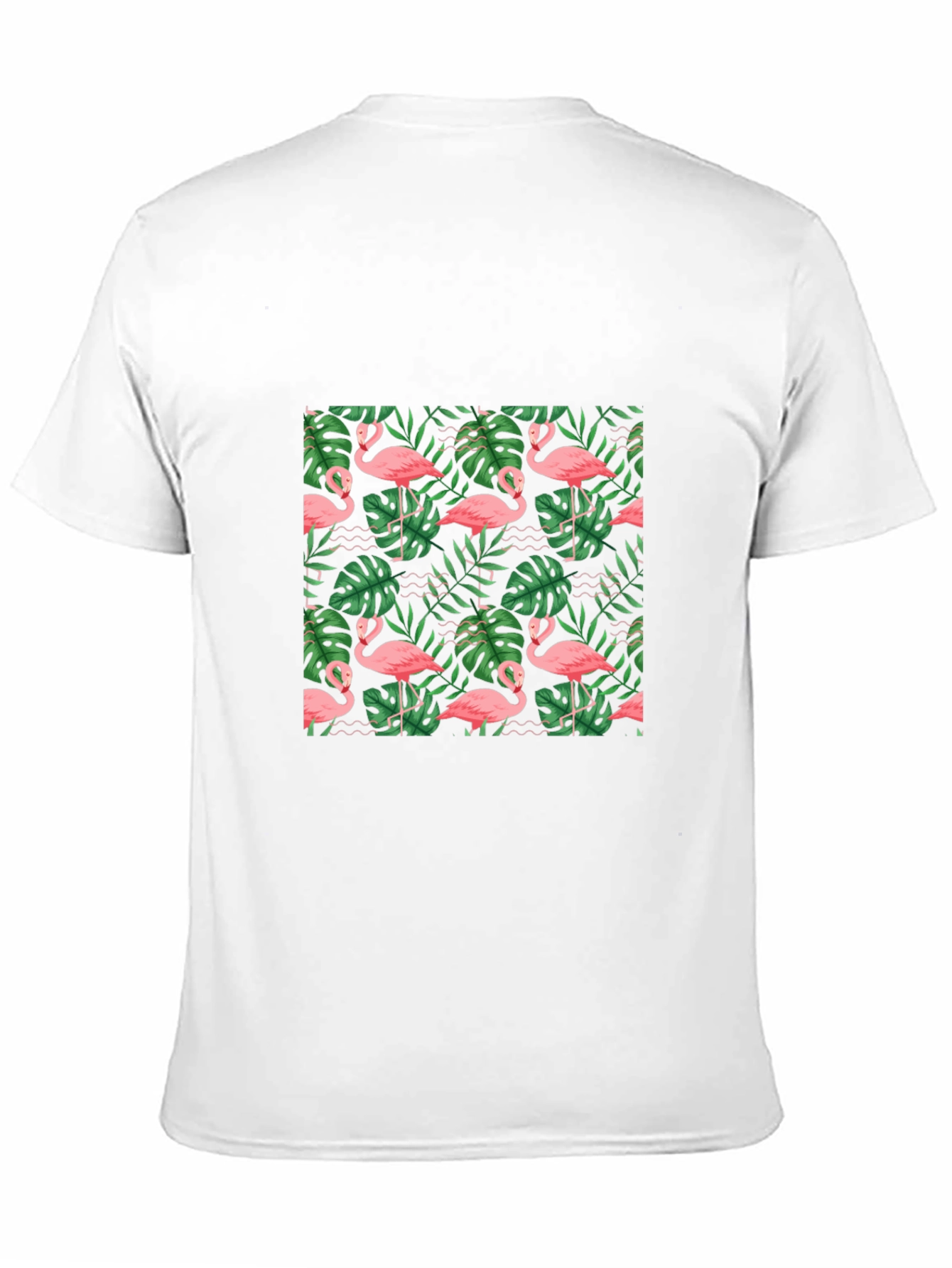 Tropical Flamingo Print Black T-Shirt