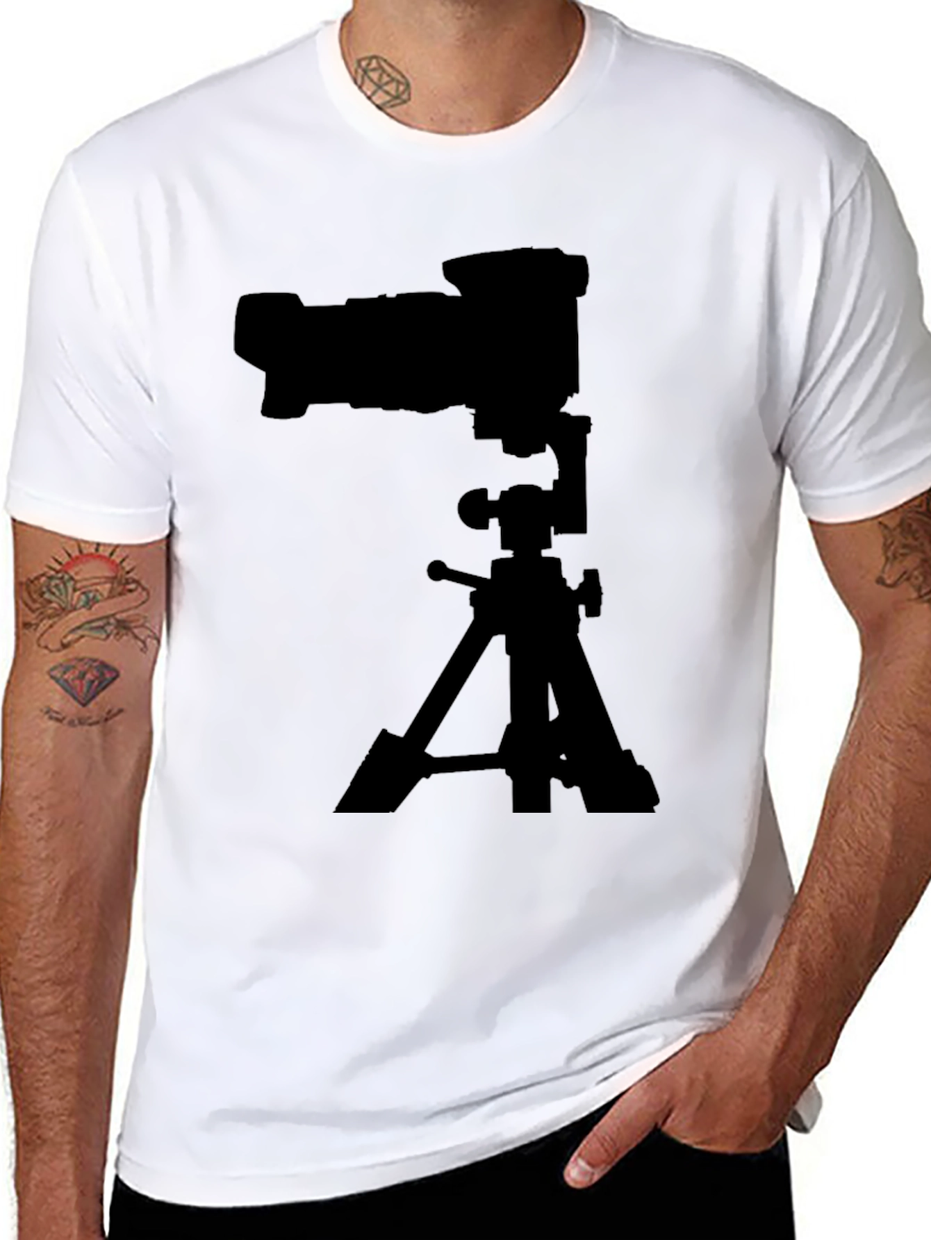 Camera on Tripod Black Graphic Tee