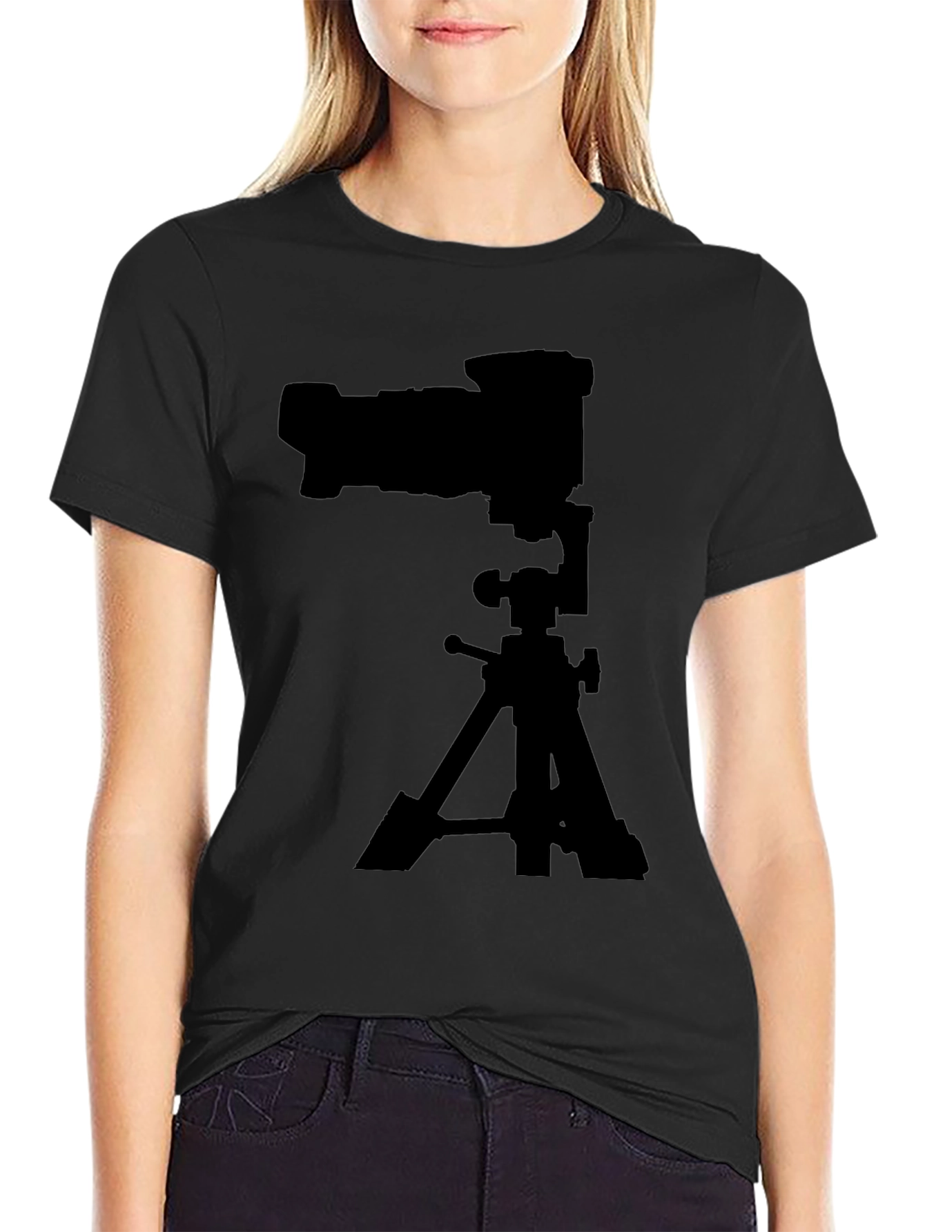 Camera on Tripod Black Graphic Tee