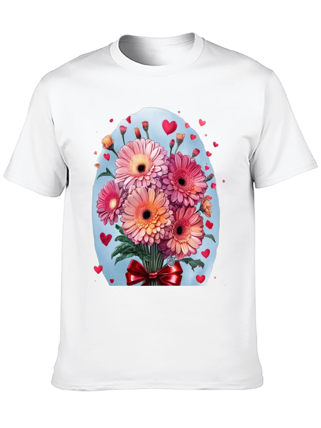 Floral Bouquet Heart T-Shirt - Romantic Design