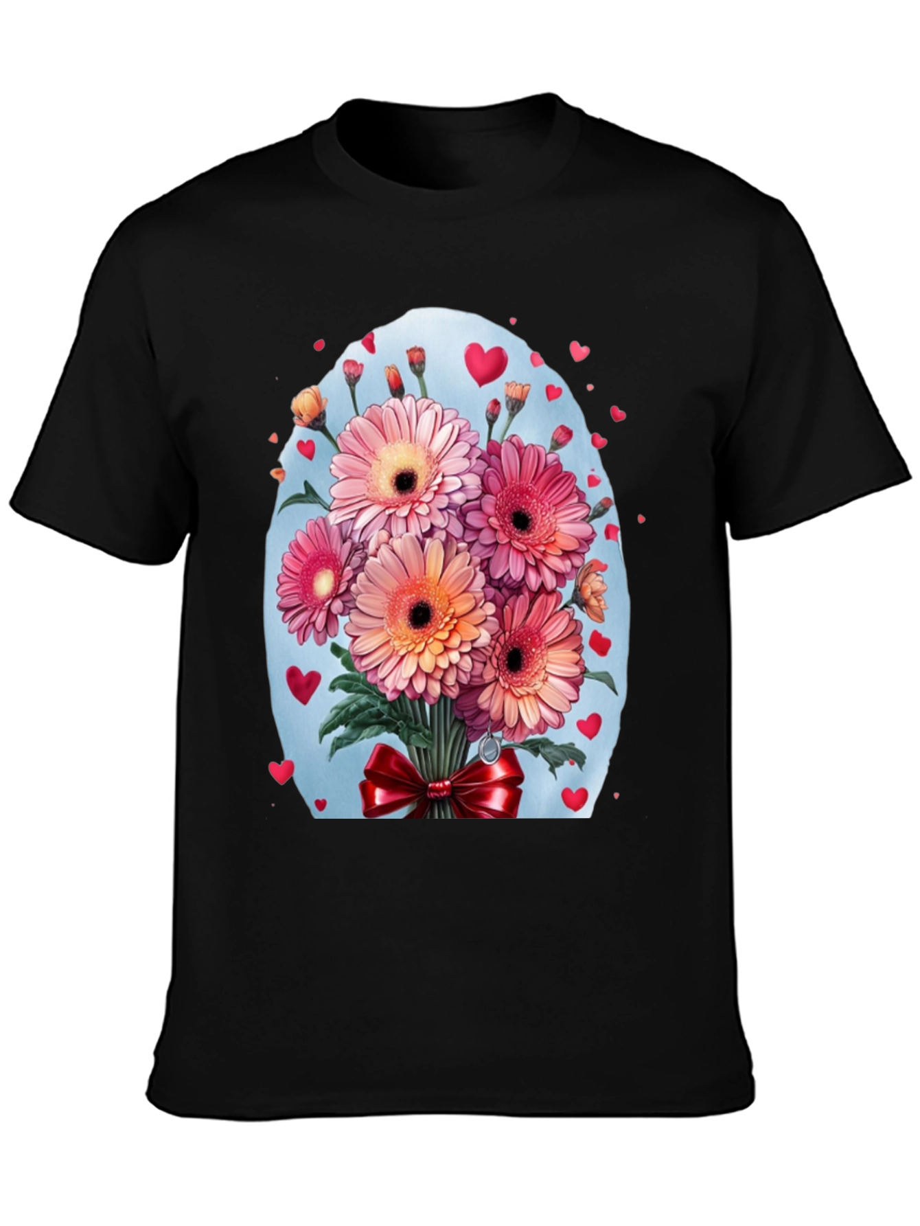 Floral Bouquet Heart T-Shirt - Romantic Design
